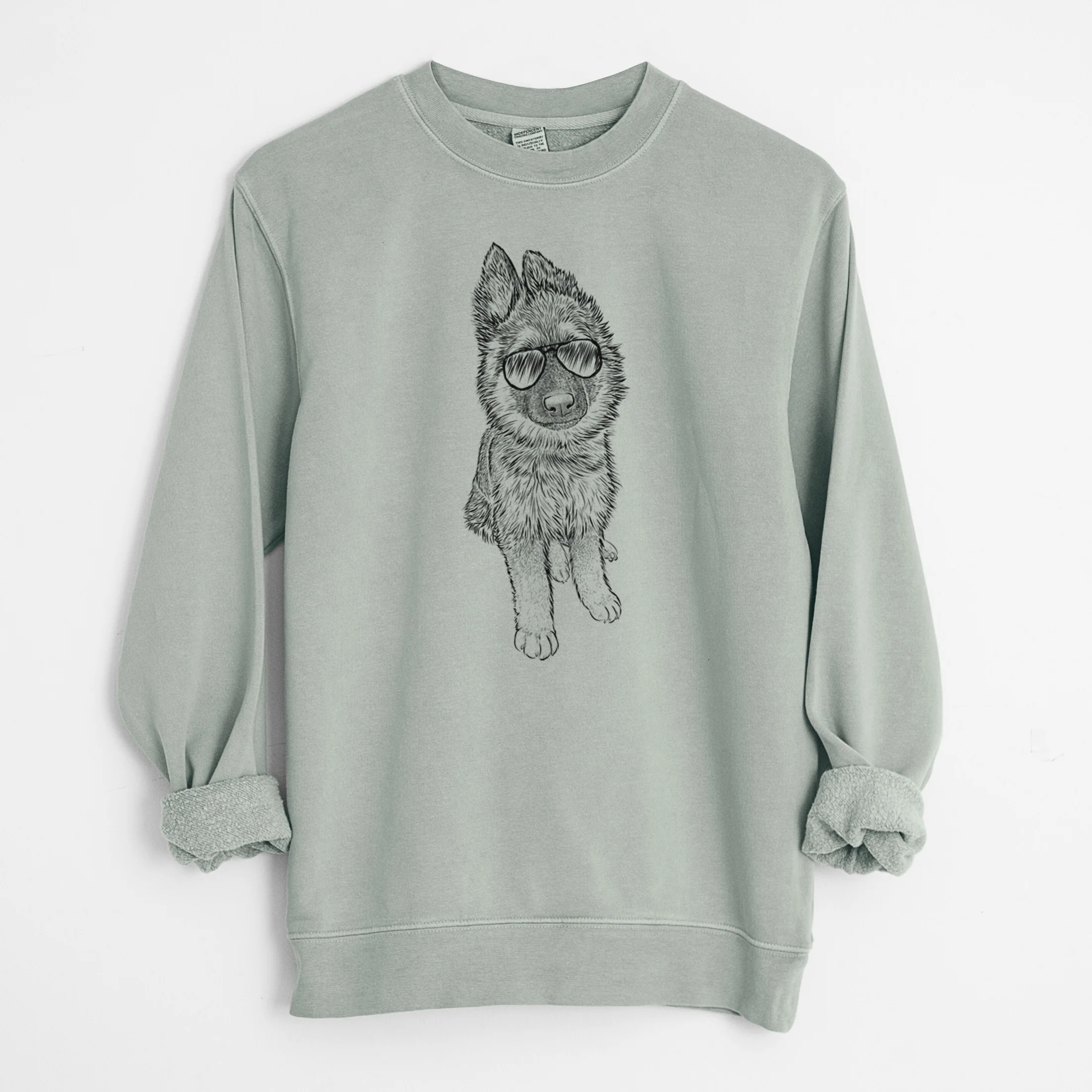 Aviator Kuyo the German Shepherd - Unisex Pigment Dyed Crew Sweatshirt - Image 7