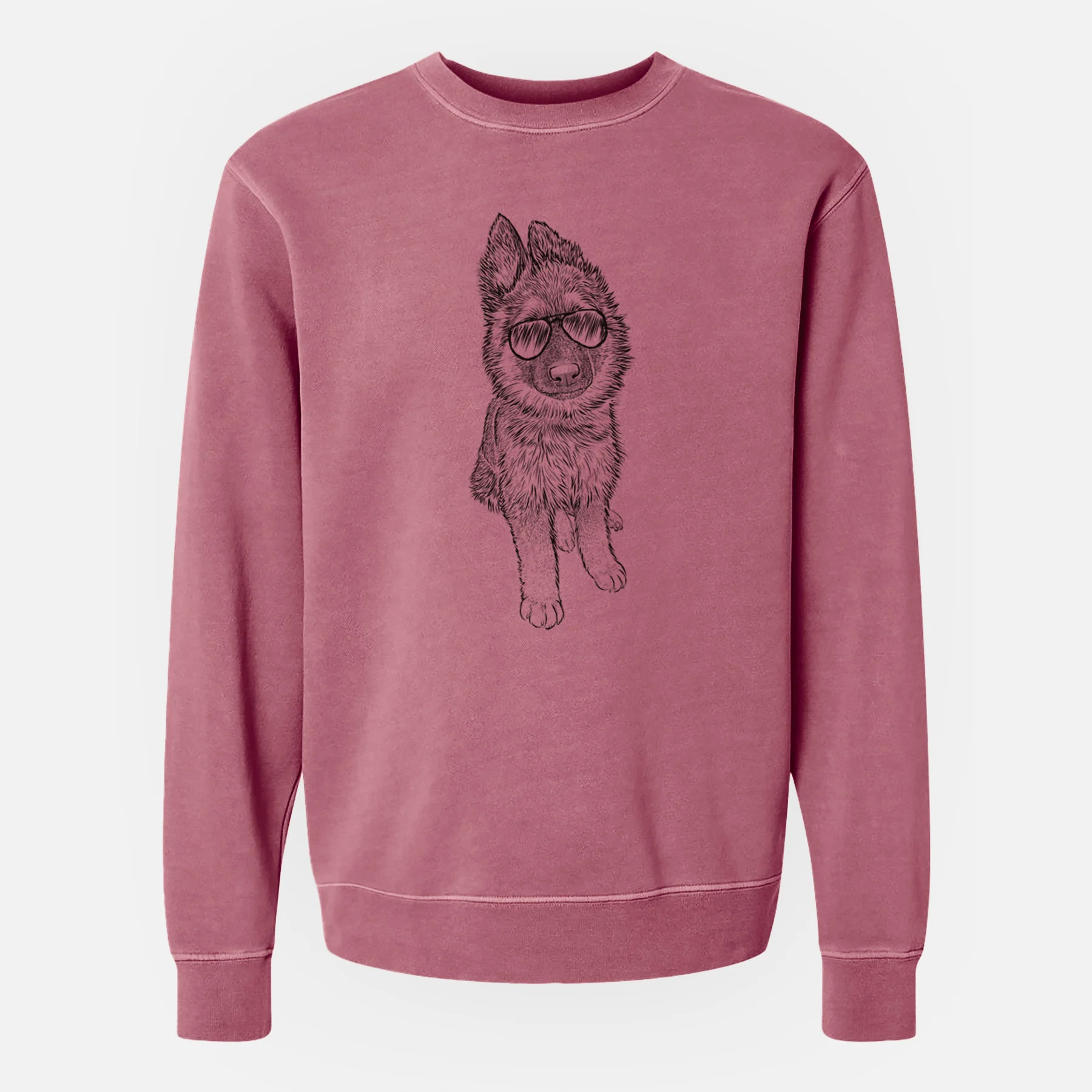 Aviator Kuyo the German Shepherd - Unisex Pigment Dyed Crew Sweatshirt - Image 9