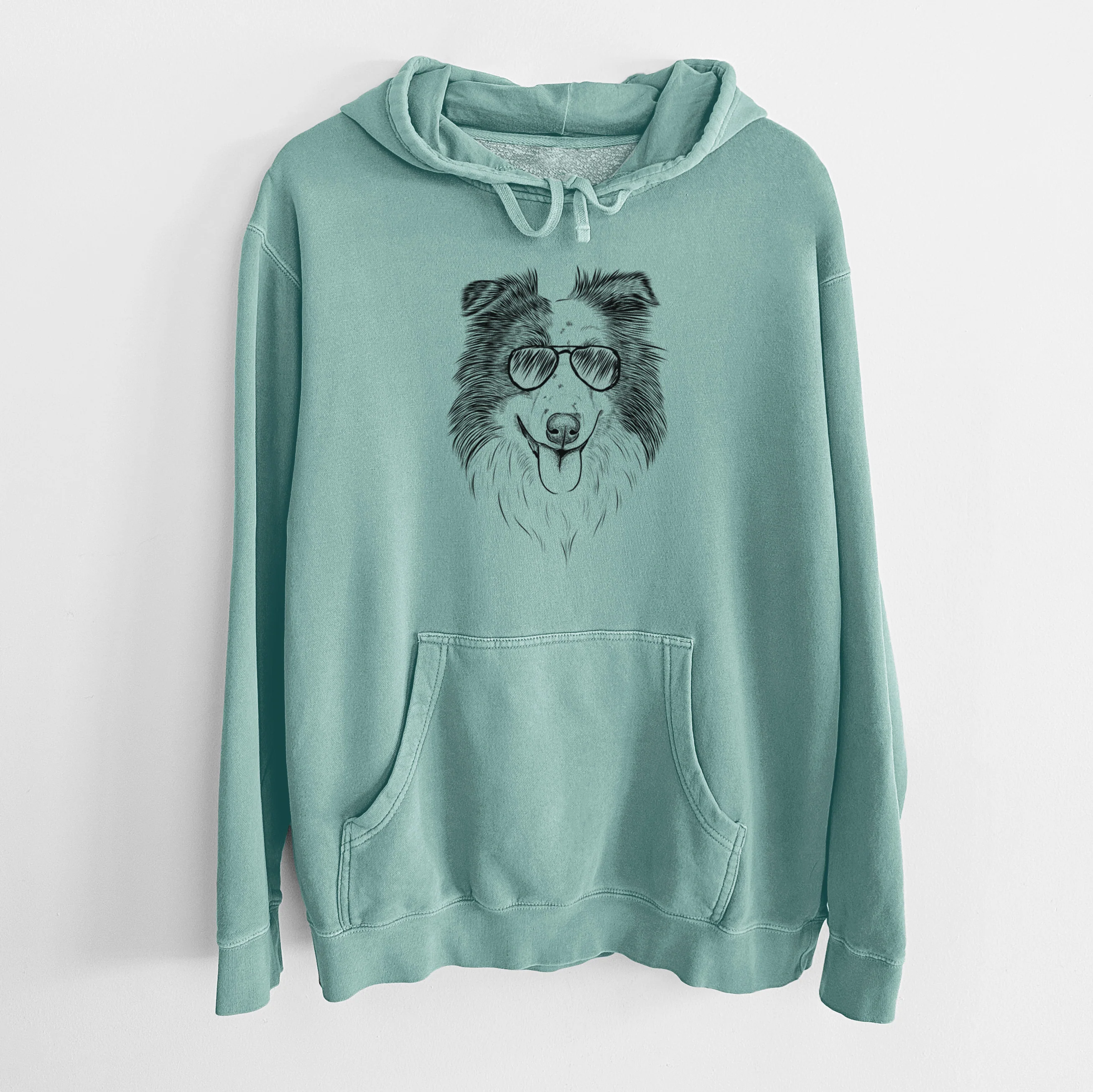 Aviator Lady Bug the Border Collie - Unisex Pigment Dyed Hoodie - Image 10