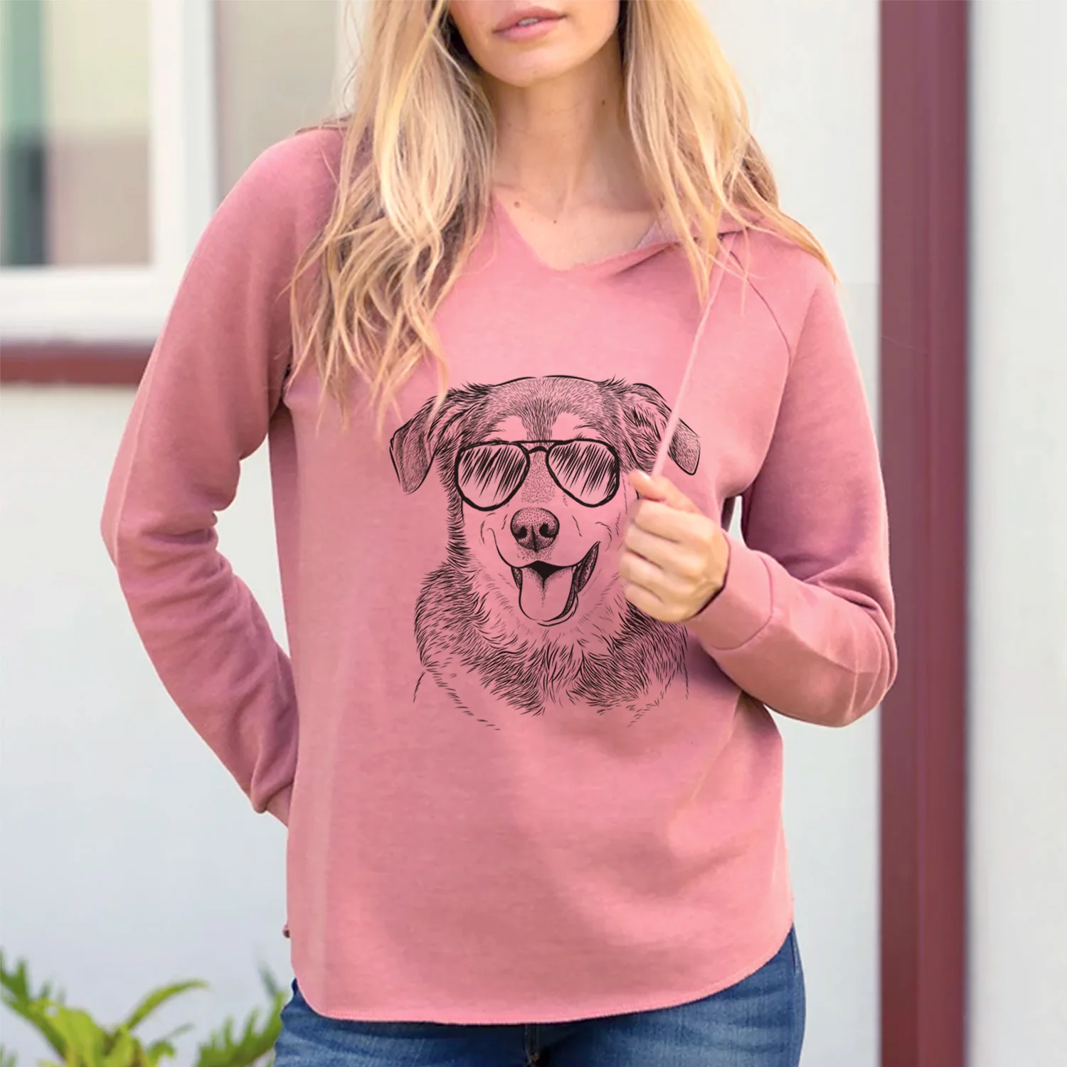 Aviator Lance the Lab/Shepherd Mix - Cali Wave Hooded Sweatshirt