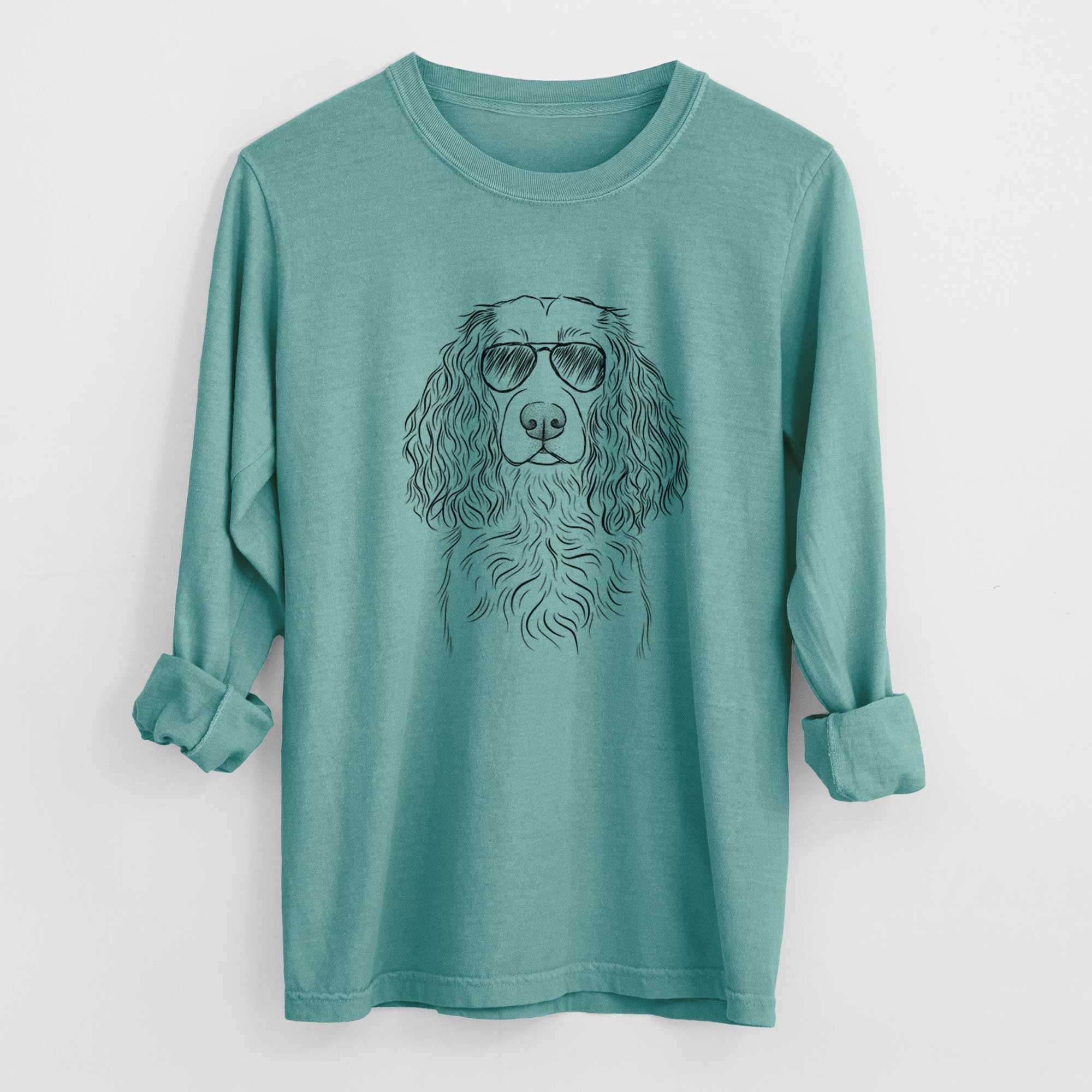 Aviator Landry the Boykin Spaniel - Men's Heavyweight 100% Cotton Long Sleeve - Image 9