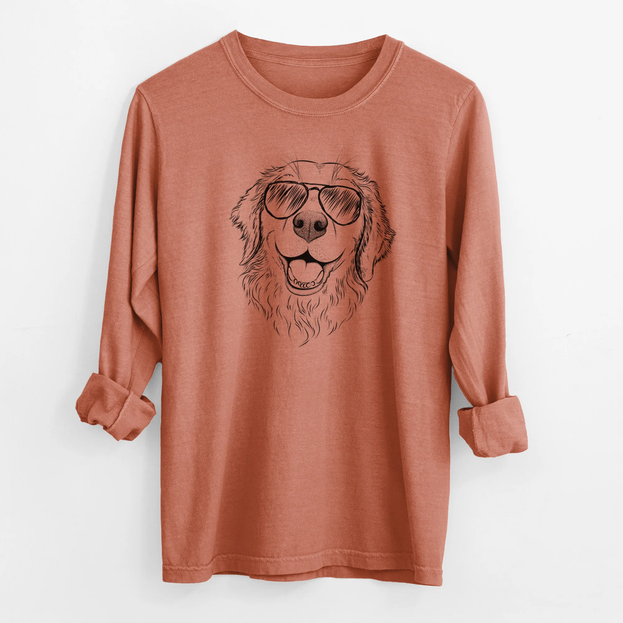 Aviator Legend the Golden Retriever - Men's Heavyweight 100% Cotton Long Sleeve - Image 14