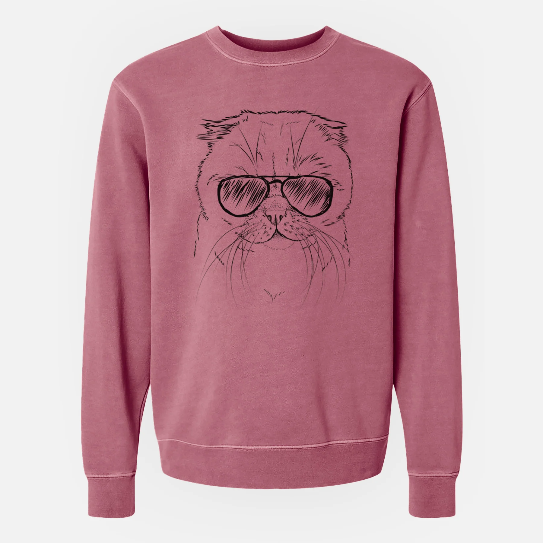 Aviator Lina the Exotic Fold Cat - Unisex Pigment Dyed Crew Sweatshirt - Image 9