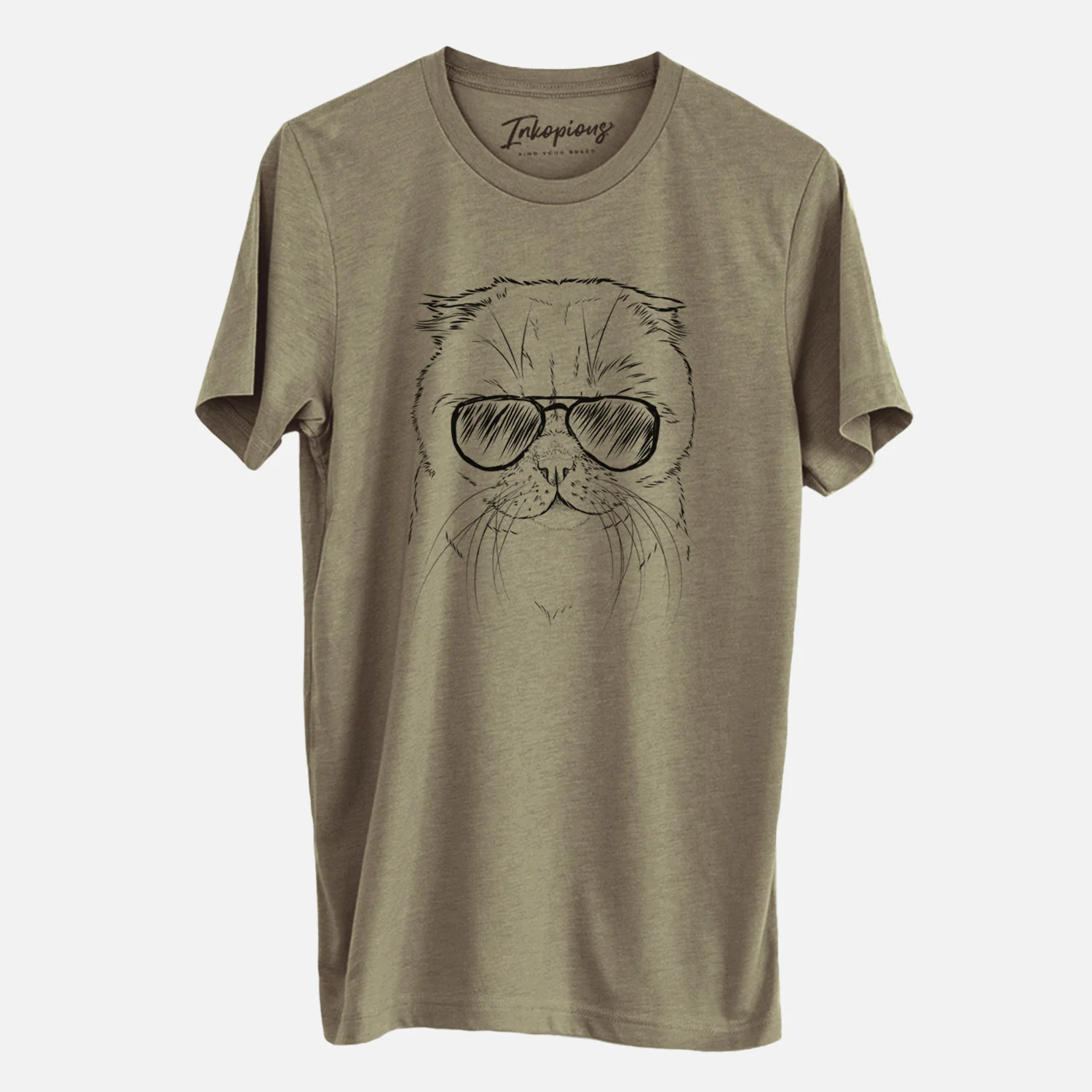 Aviator Lina the Exotic Fold Cat - Unisex Crewneck - Image 3