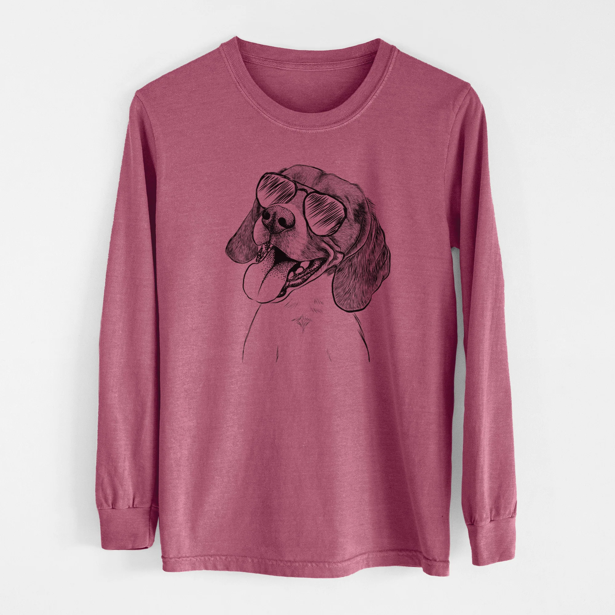 Aviator Little Bandit the Beagle - Men's Heavyweight 100% Cotton Long Sleeve - Image 11