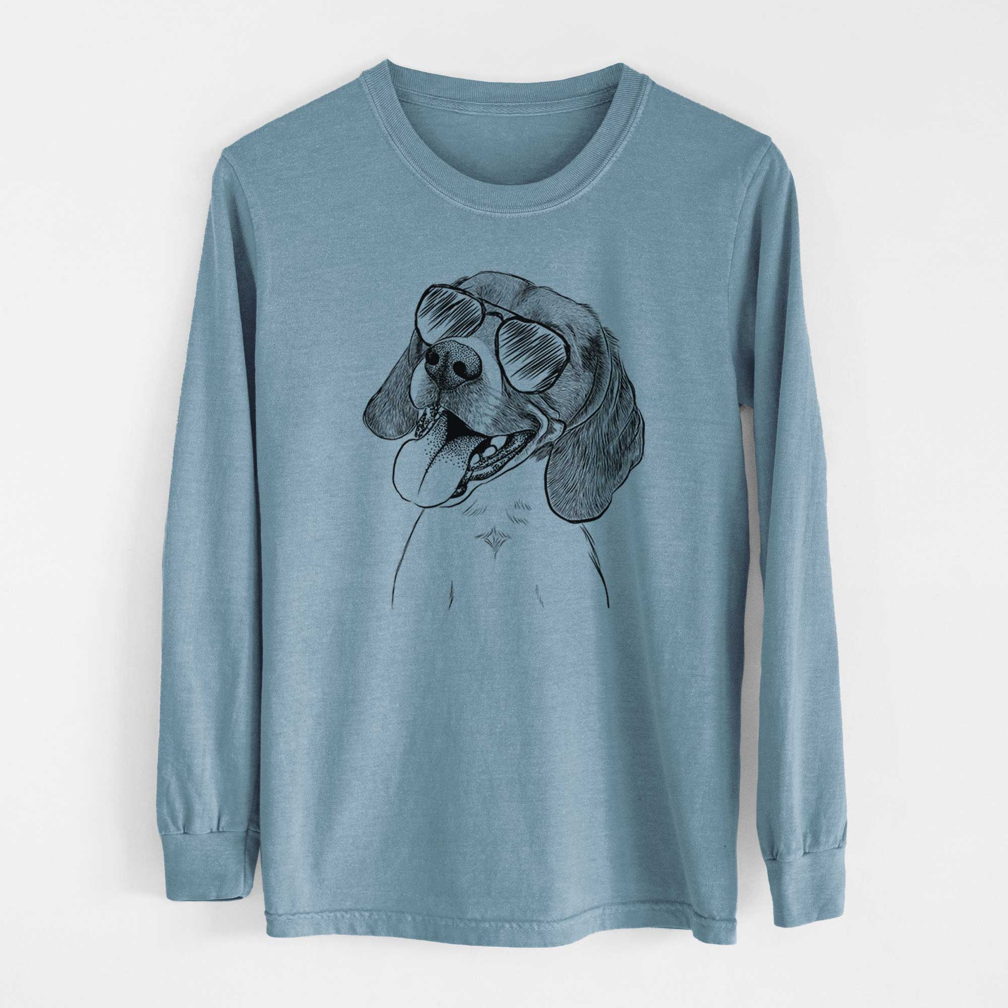 Aviator Little Bandit the Beagle - Men's Heavyweight 100% Cotton Long Sleeve - Image 8