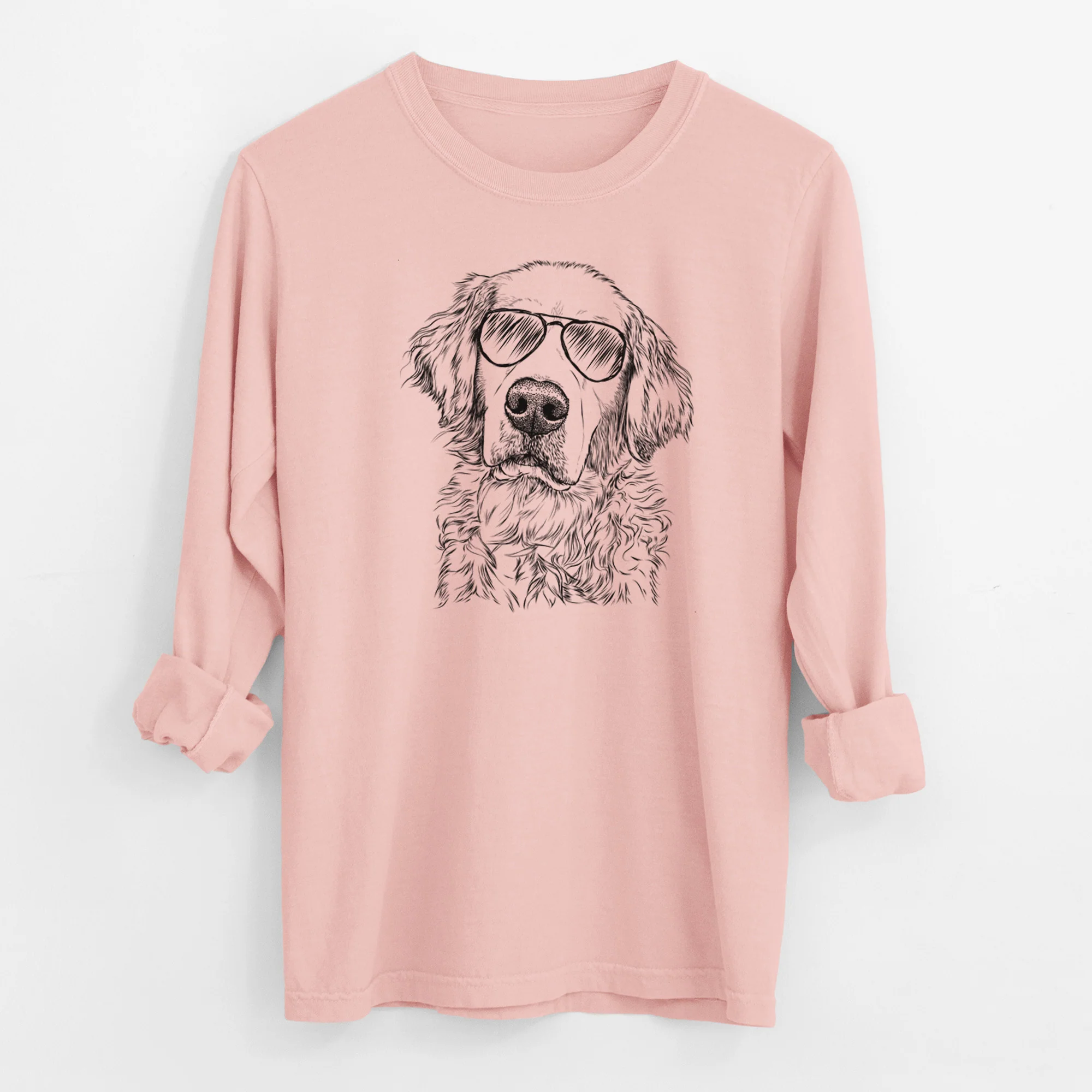 Aviator Loganator the Golden Retriever - Men's Heavyweight 100% Cotton Long Sleeve - Image 12