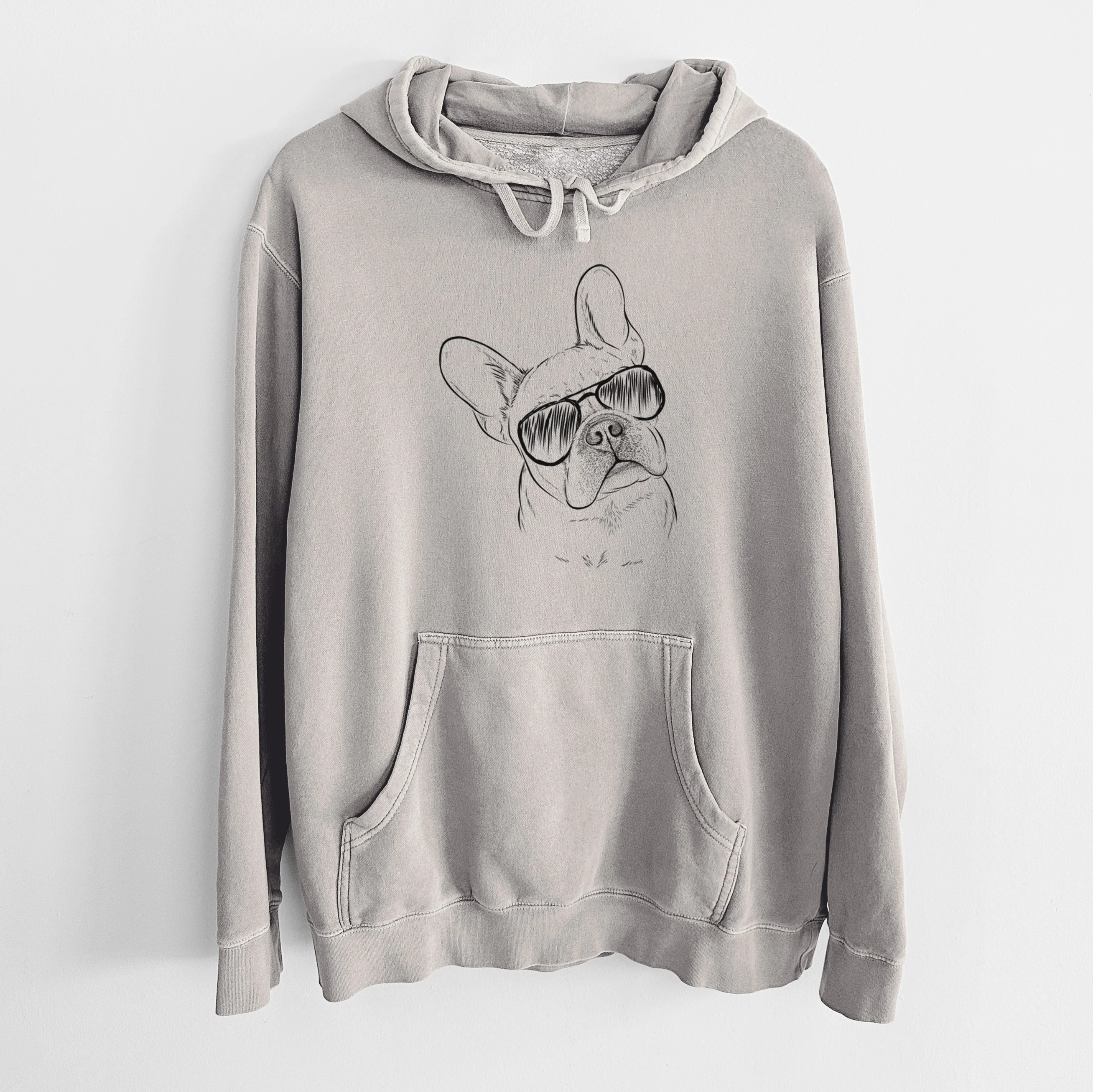 Aviator Loki the French Bulldog - Unisex Pigment Dyed Hoodie - Image 5