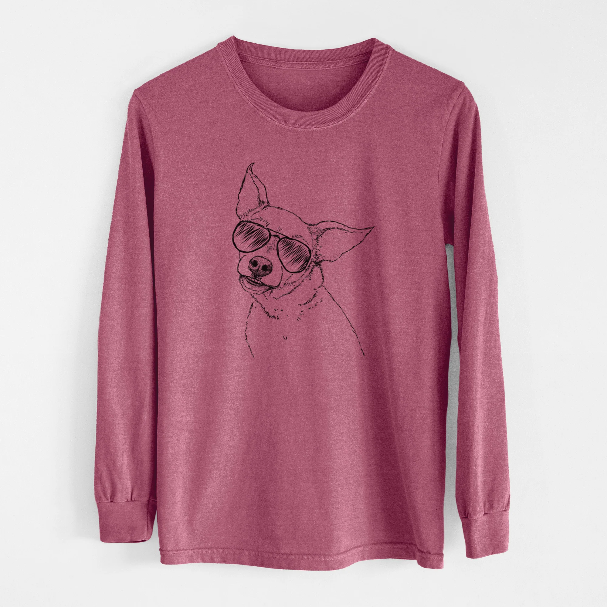 Aviator Lola the Chiweenie - Men's Heavyweight 100% Cotton Long Sleeve - Image 11