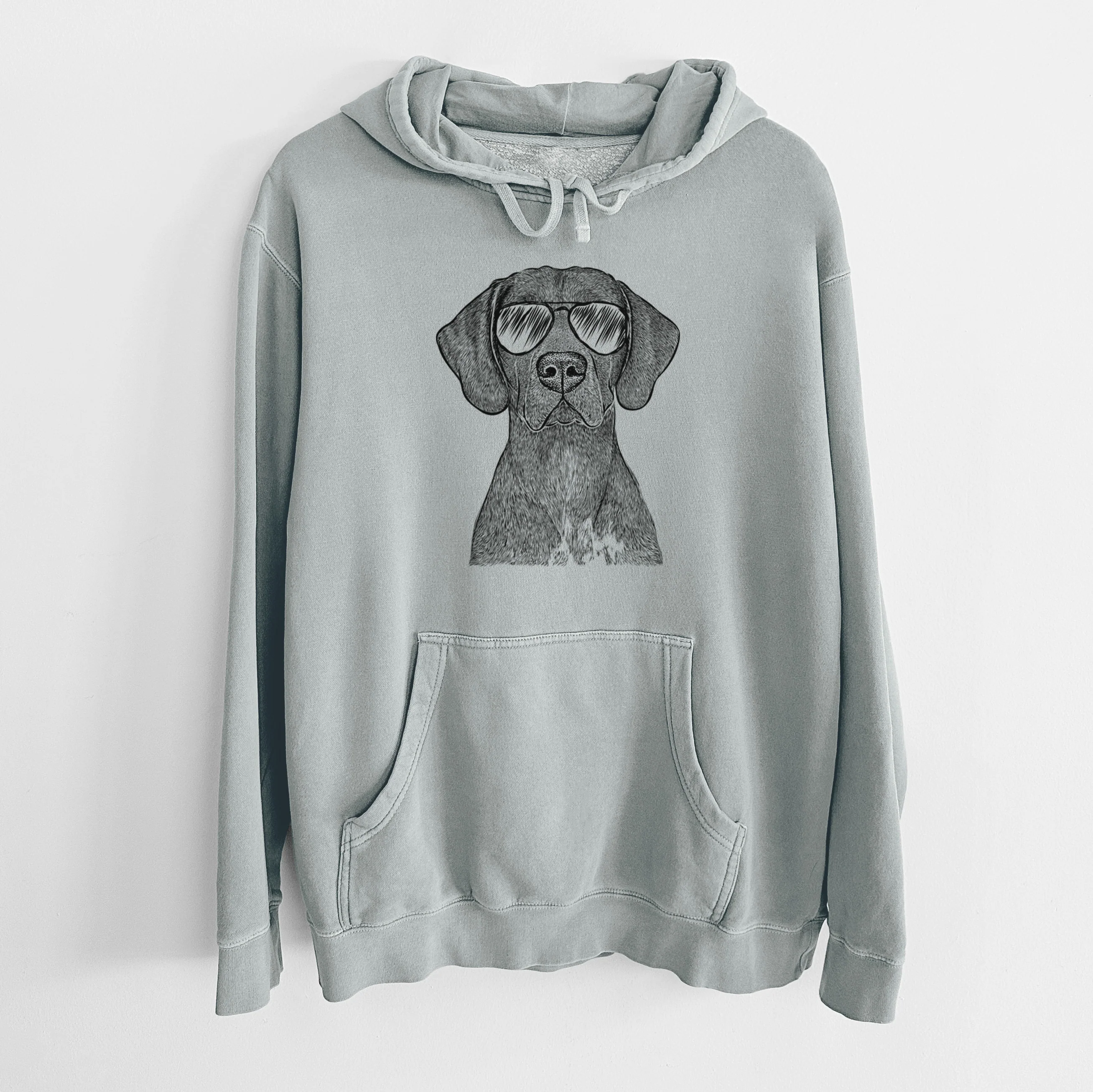 Aviator Lucifer the German Shorthaired Pointer - Unisex Pigment Dyed Hoodie - Image 7