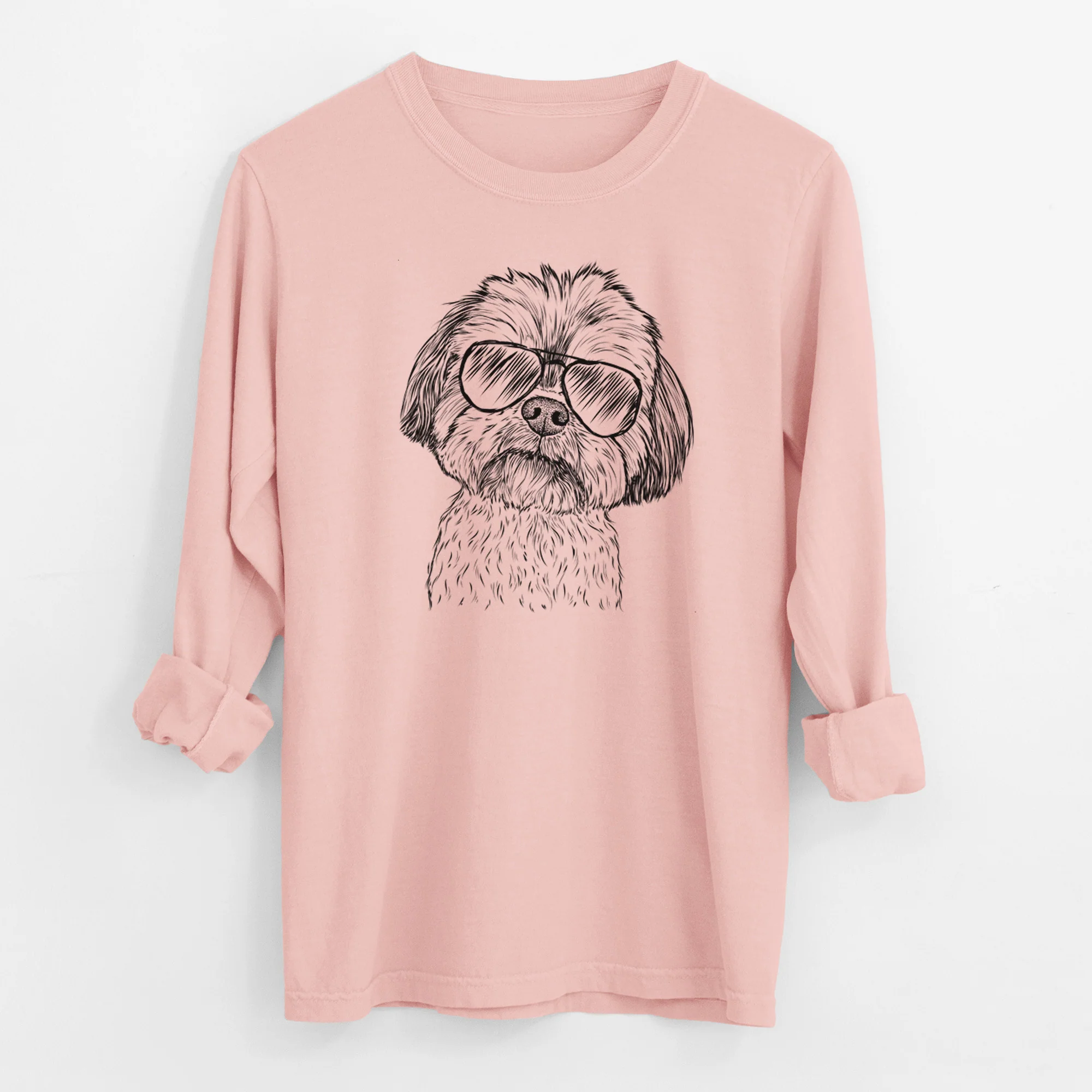 Aviator Lucy the Shorkie - Men's Heavyweight 100% Cotton Long Sleeve - Image 12