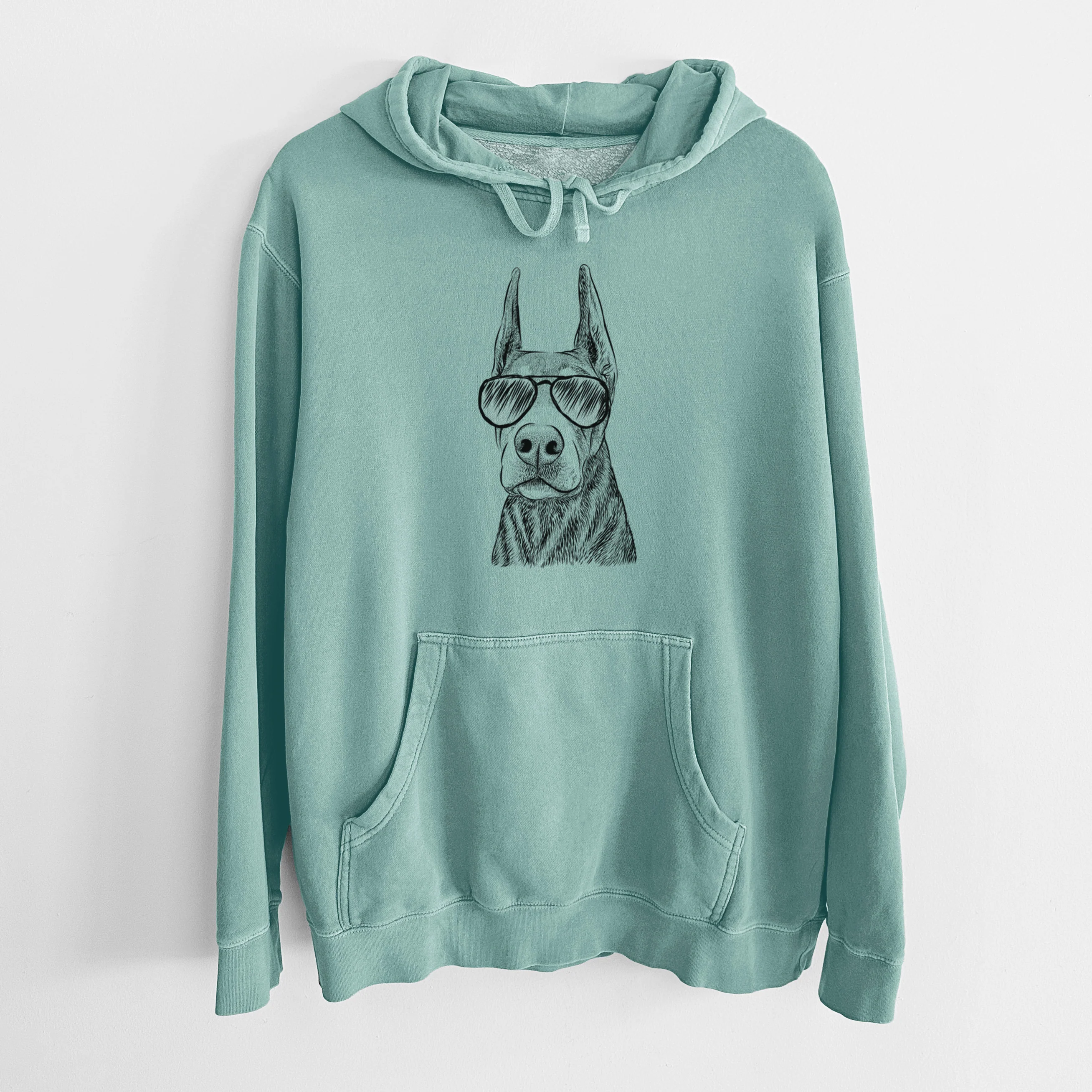 Aviator Luna the Doberman Pinscher - Unisex Pigment Dyed Hoodie - Image 10