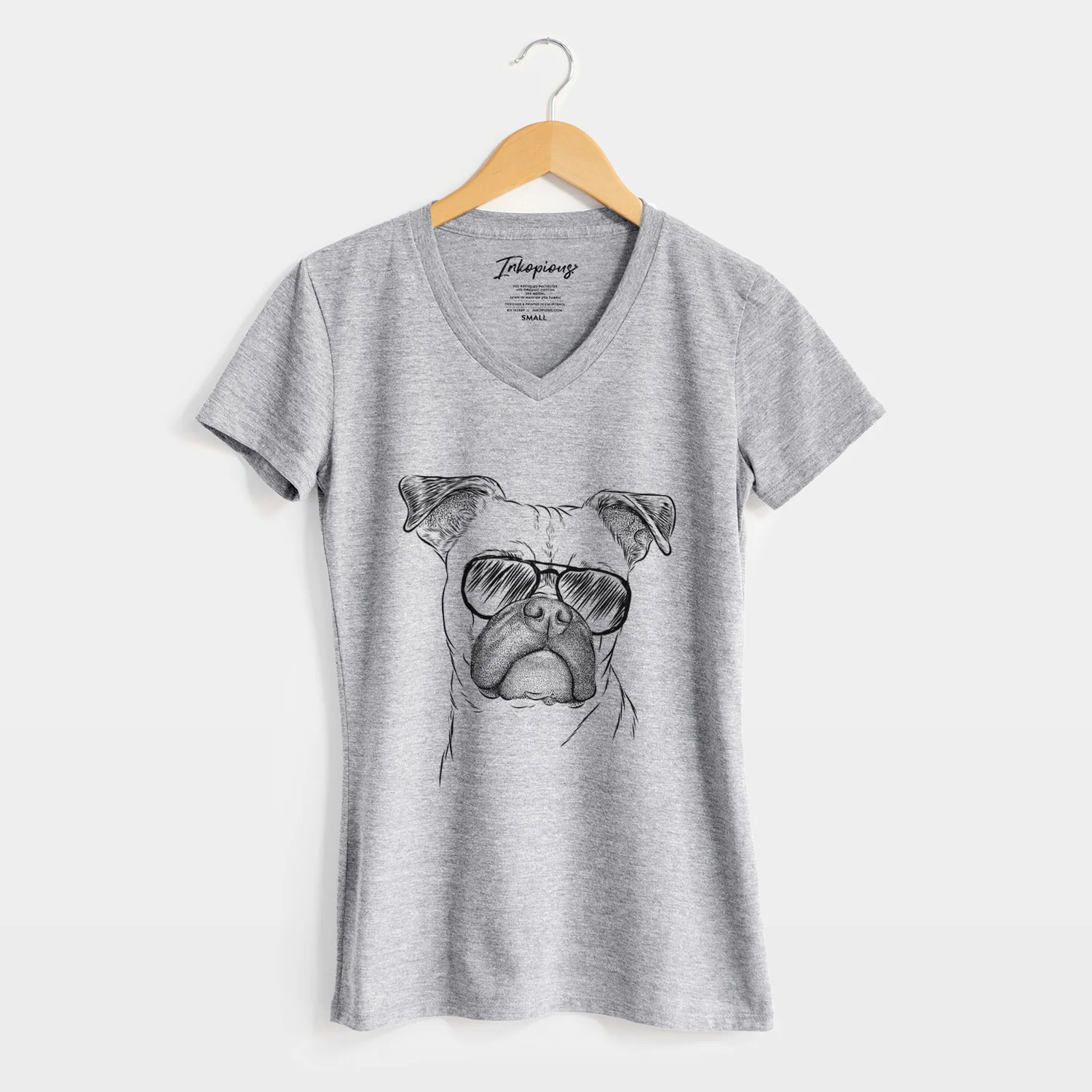 Aviator Mack the Bugg (Boston Terrier/Pug) - Women's V-neck Shirt - Image 8