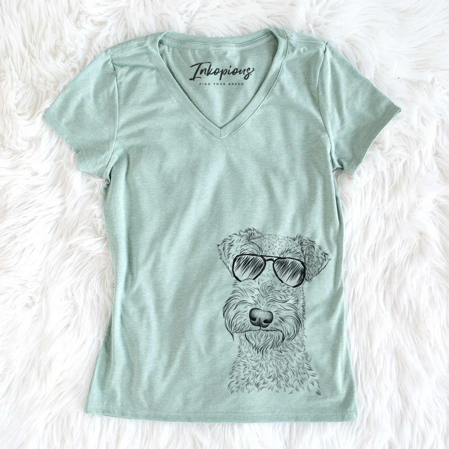 Aviator Roc Haven Maggie May the Airedale Terrier - Women's V-neck Shirt - Image 2
