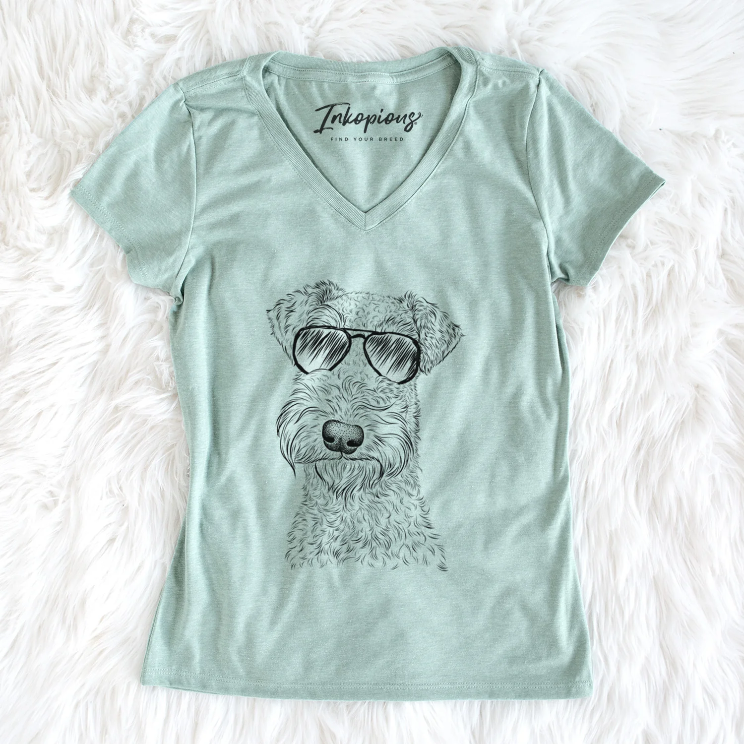 Aviator Roc Haven Maggie May the Airedale Terrier - Women's V-neck Shirt - Image 5