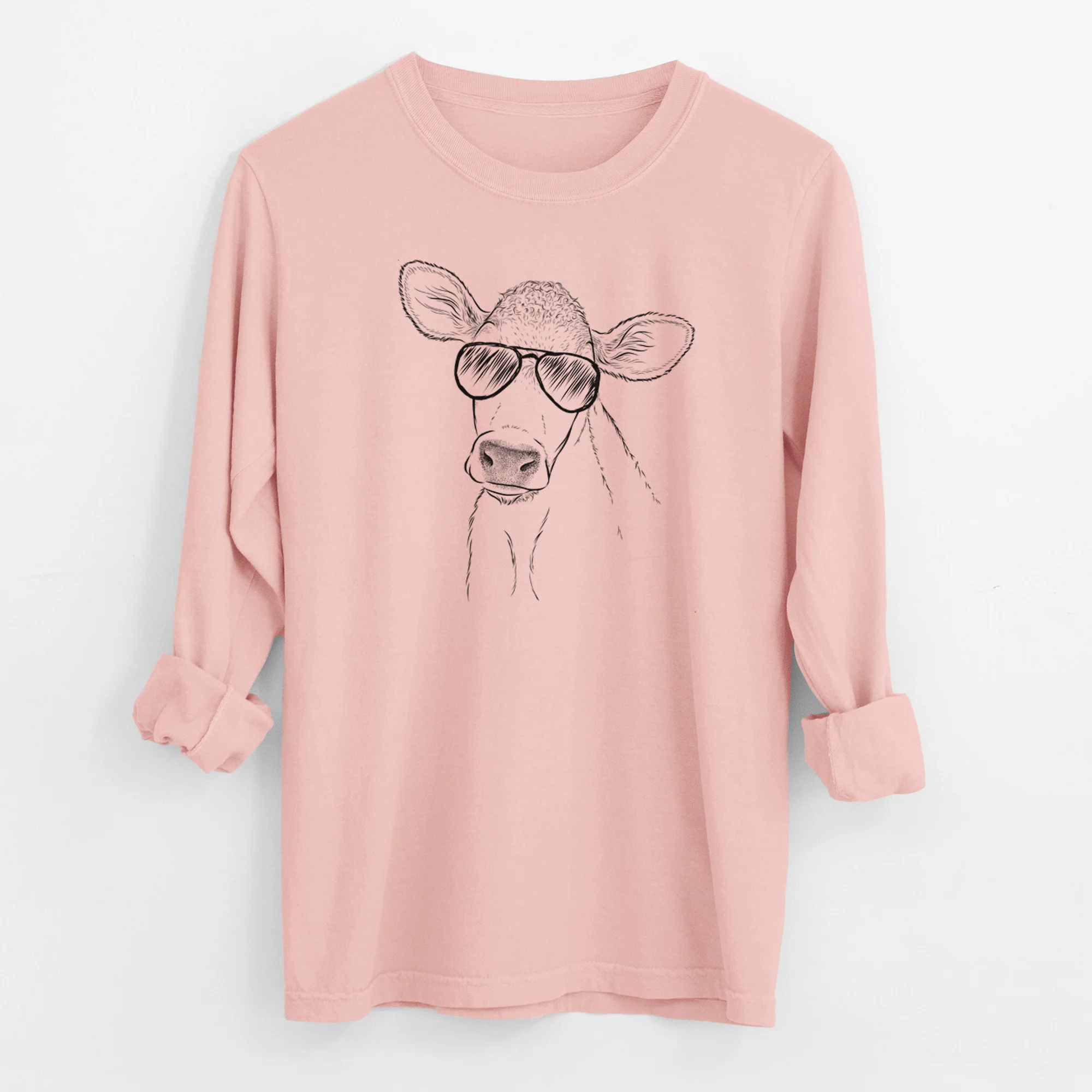 Aviator Malu the Cow - Men's Heavyweight 100% Cotton Long Sleeve - Image 12