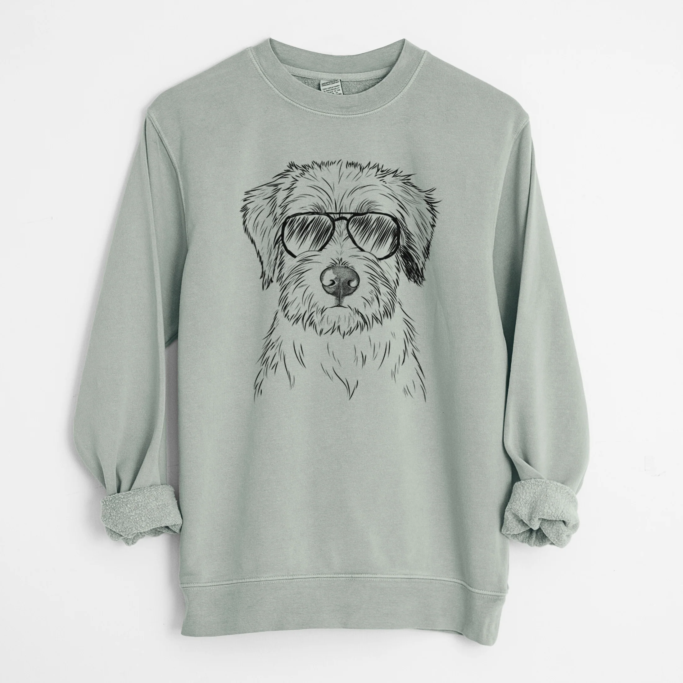Aviator Marek the Bernedoodle - Unisex Pigment Dyed Crew Sweatshirt - Image 7