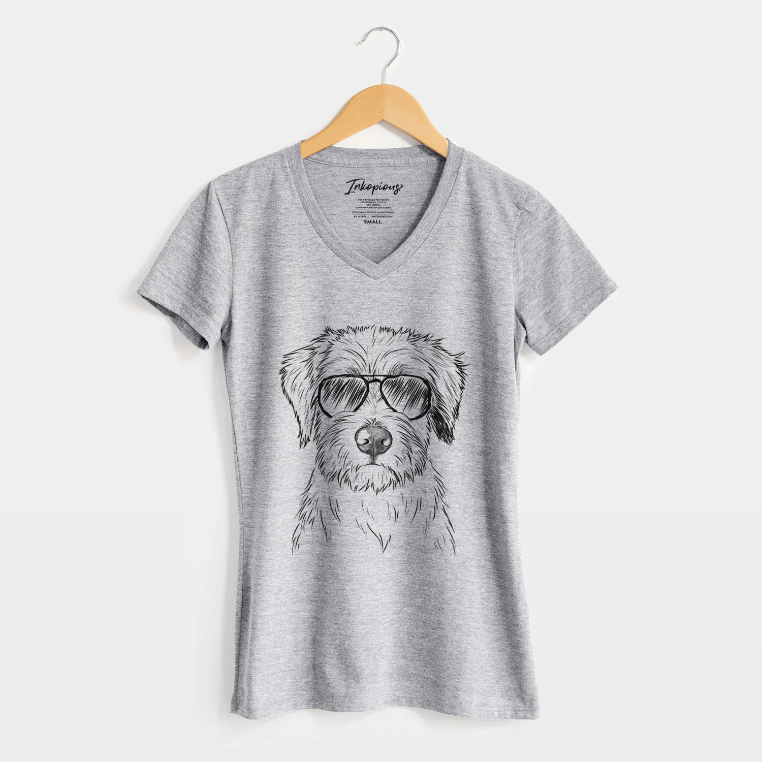 Aviator Marek the Bernedoodle - Women's V-neck Shirt - Image 8