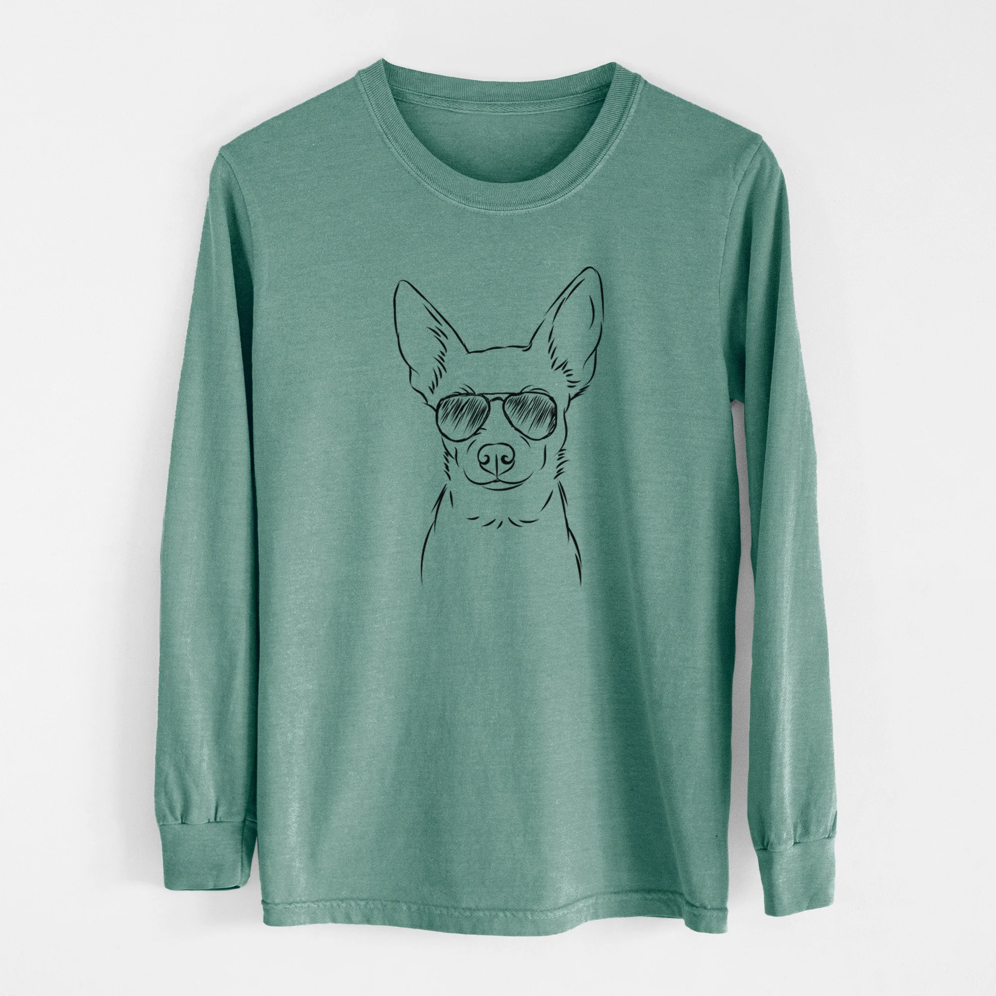 Aviator Martini the Chihuahua - Men's Heavyweight 100% Cotton Long Sleeve - Image 13