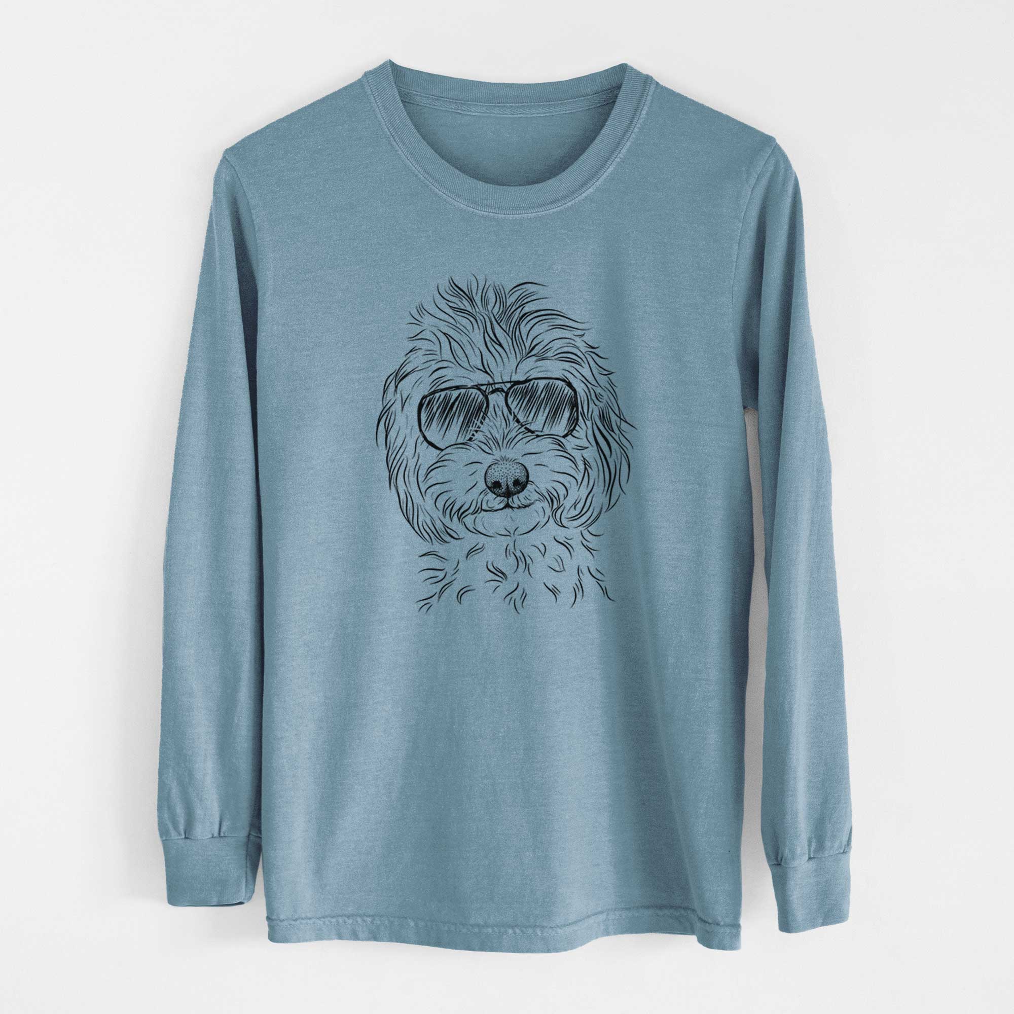 Aviator Mason the Cavapoo - Men's Heavyweight 100% Cotton Long Sleeve - Image 8