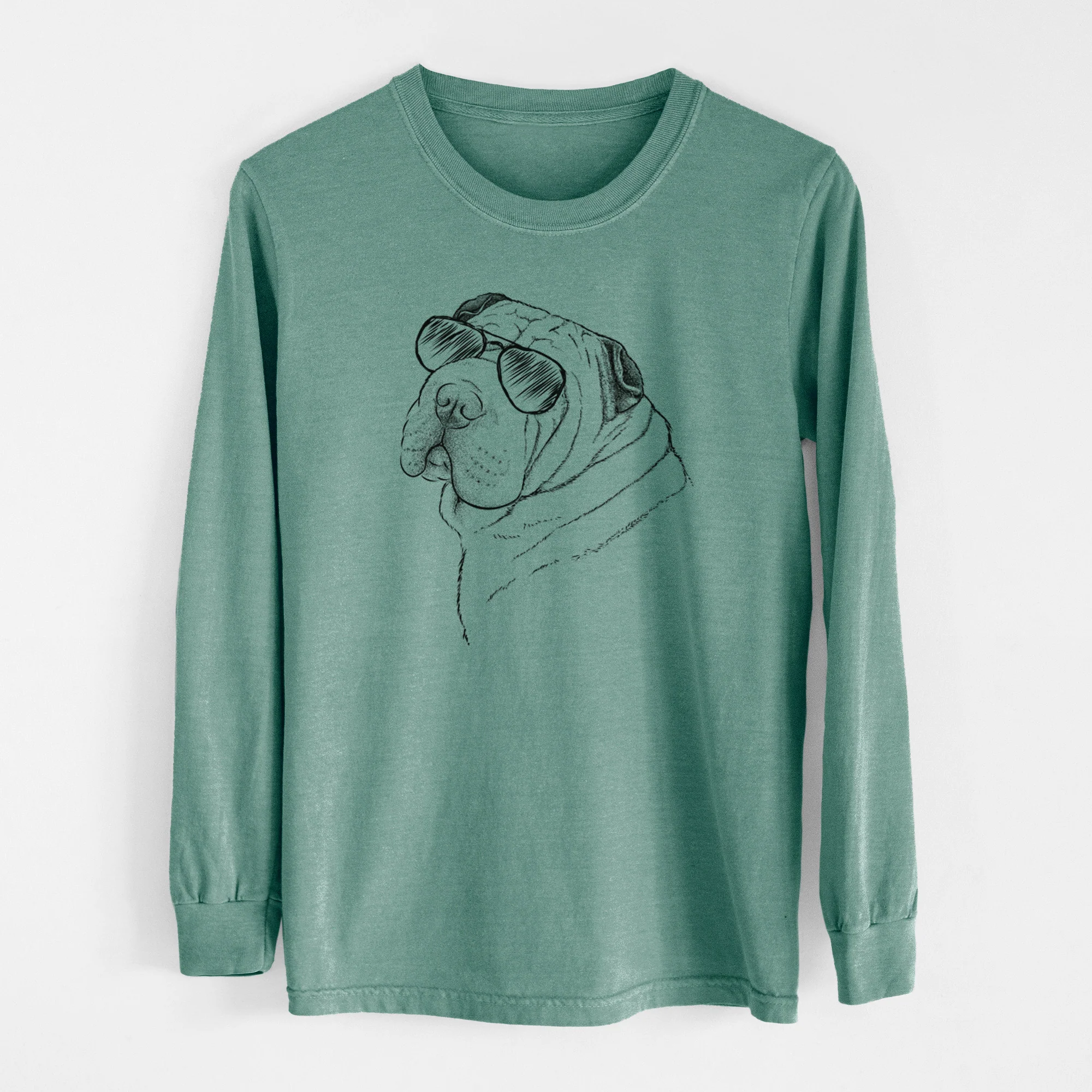 Aviator Maximus the Shar Pei - Men's Heavyweight 100% Cotton Long Sleeve - Image 13