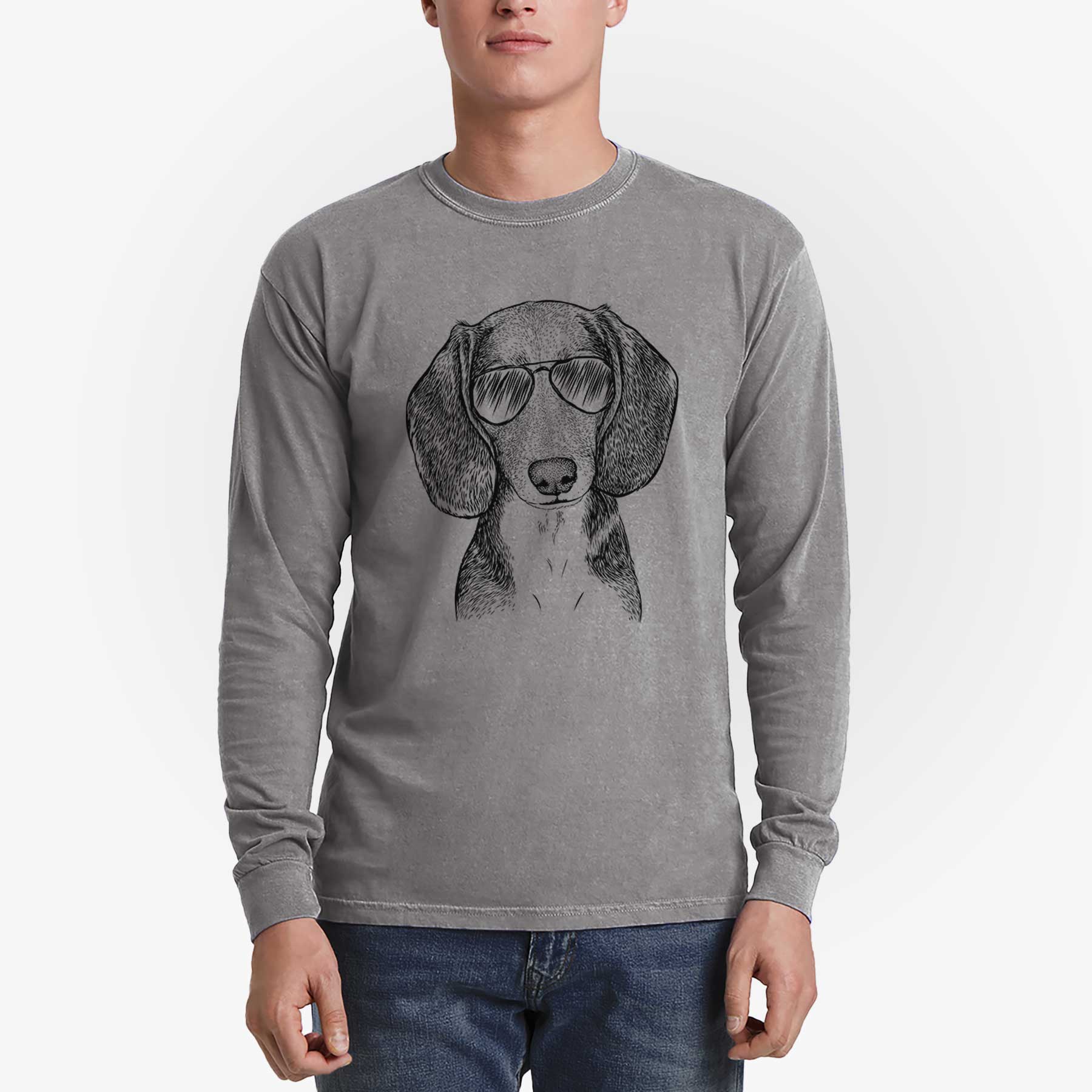 Aviator Mayor Andy the Beagle - Men's Heavyweight 100% Cotton Long Sleeve - Image 5