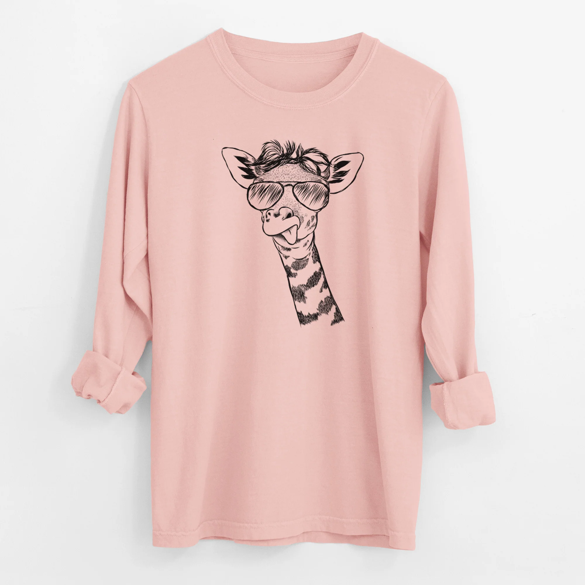Aviator Mel the Baby Giraffe - Men's Heavyweight 100% Cotton Long Sleeve - Image 12