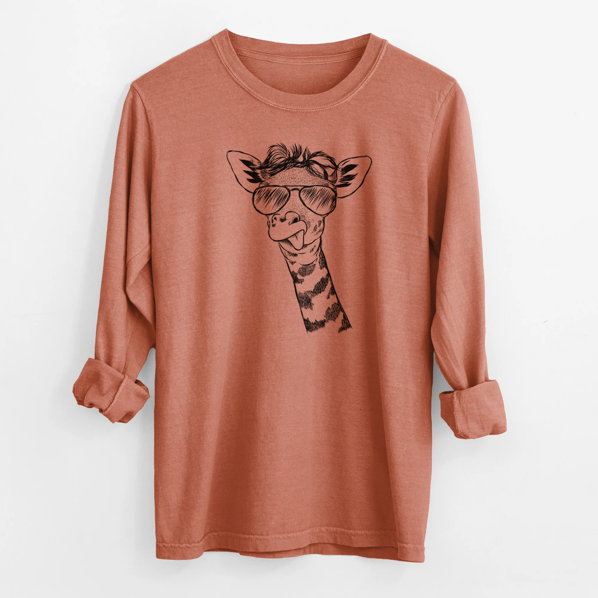 Aviator Mel the Baby Giraffe - Men's Heavyweight 100% Cotton Long Sleeve - Image 14