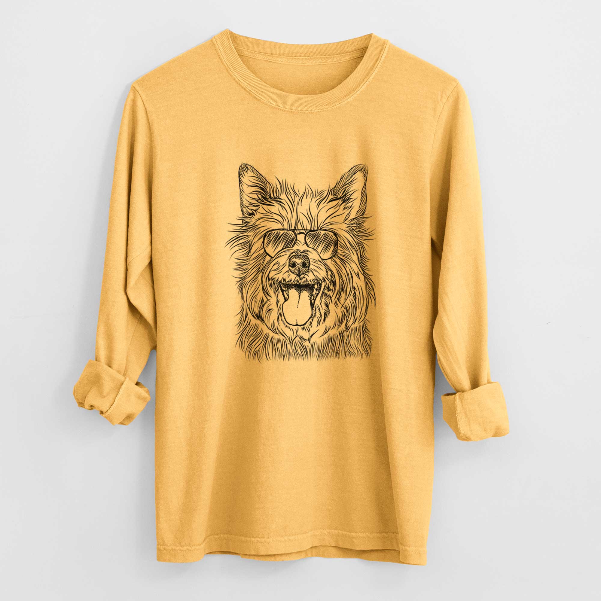 Aviator Middy the Australian Terrier - Men's Heavyweight 100% Cotton Long Sleeve - Image 3