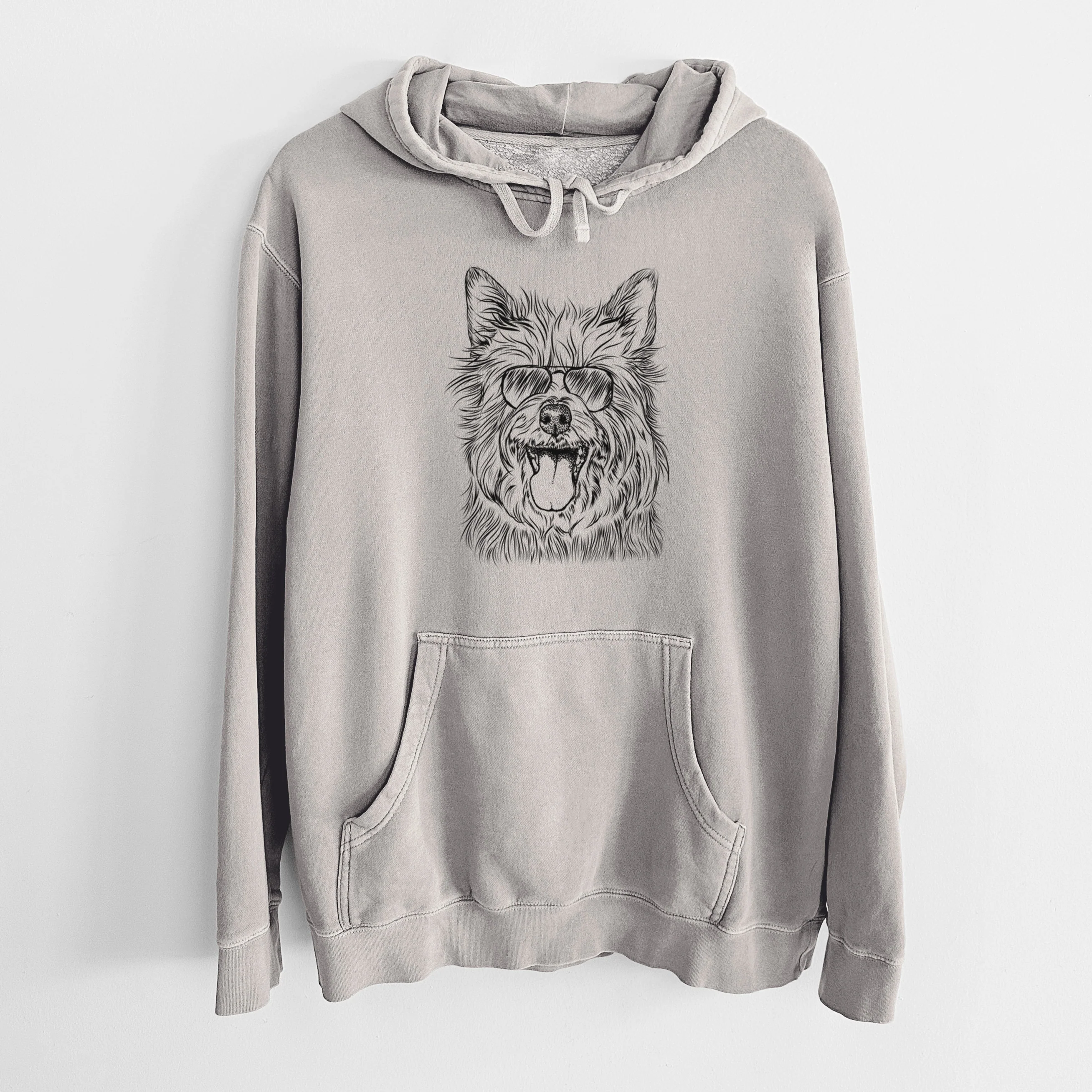 Aviator Middy the Australian Terrier - Unisex Pigment Dyed Hoodie - Image 5