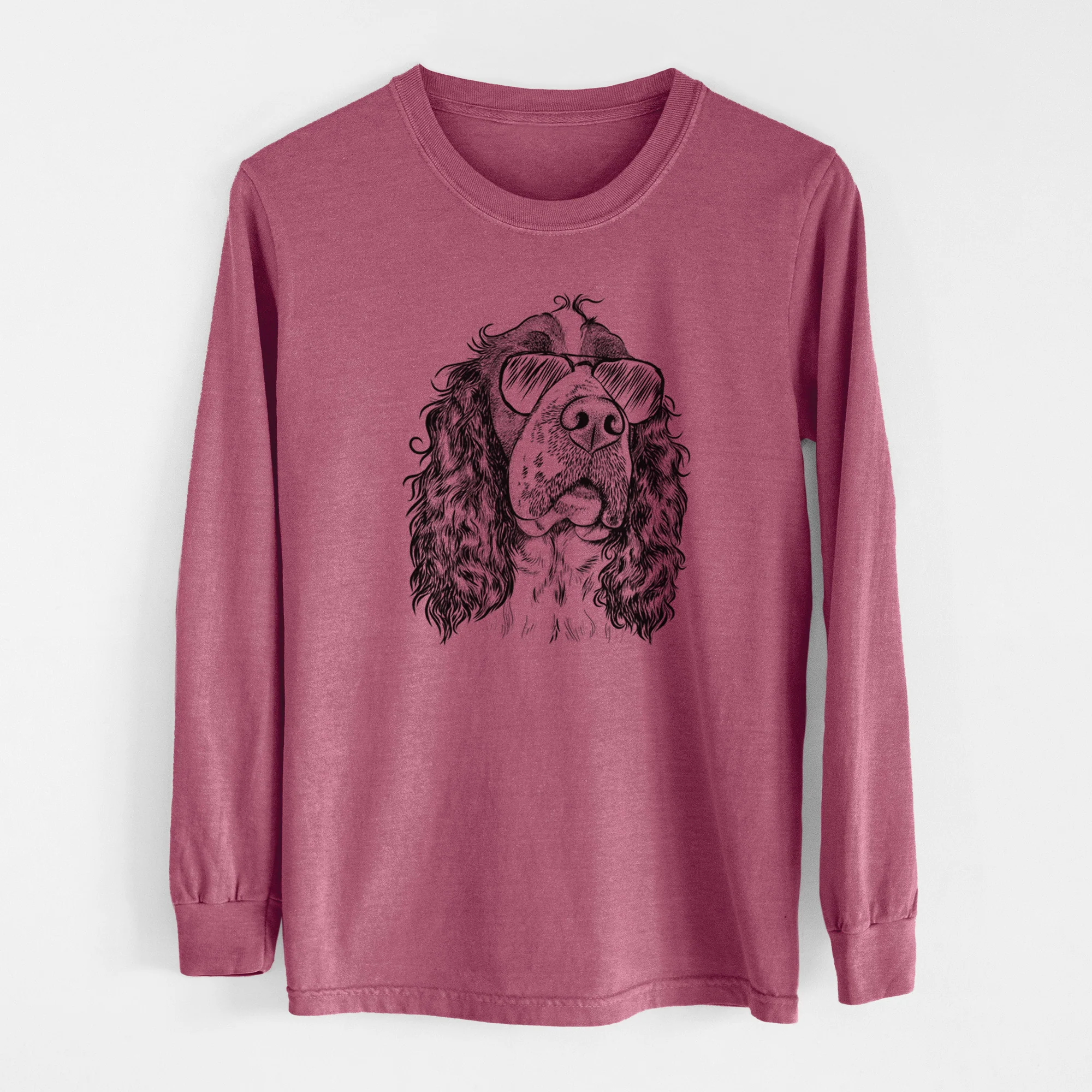 Aviator Millie Mae the English Springer Spaniel - Men's Heavyweight 100% Cotton Long Sleeve - Image 11