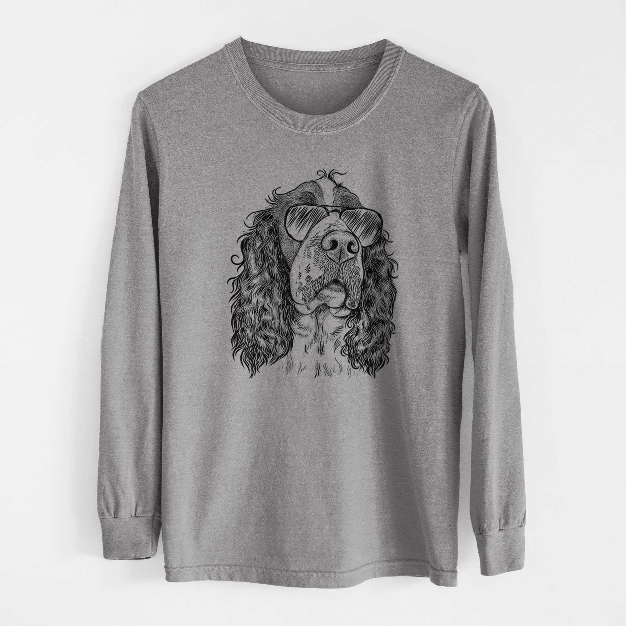 Aviator Millie Mae the English Springer Spaniel - Men's Heavyweight 100% Cotton Long Sleeve - Image 7