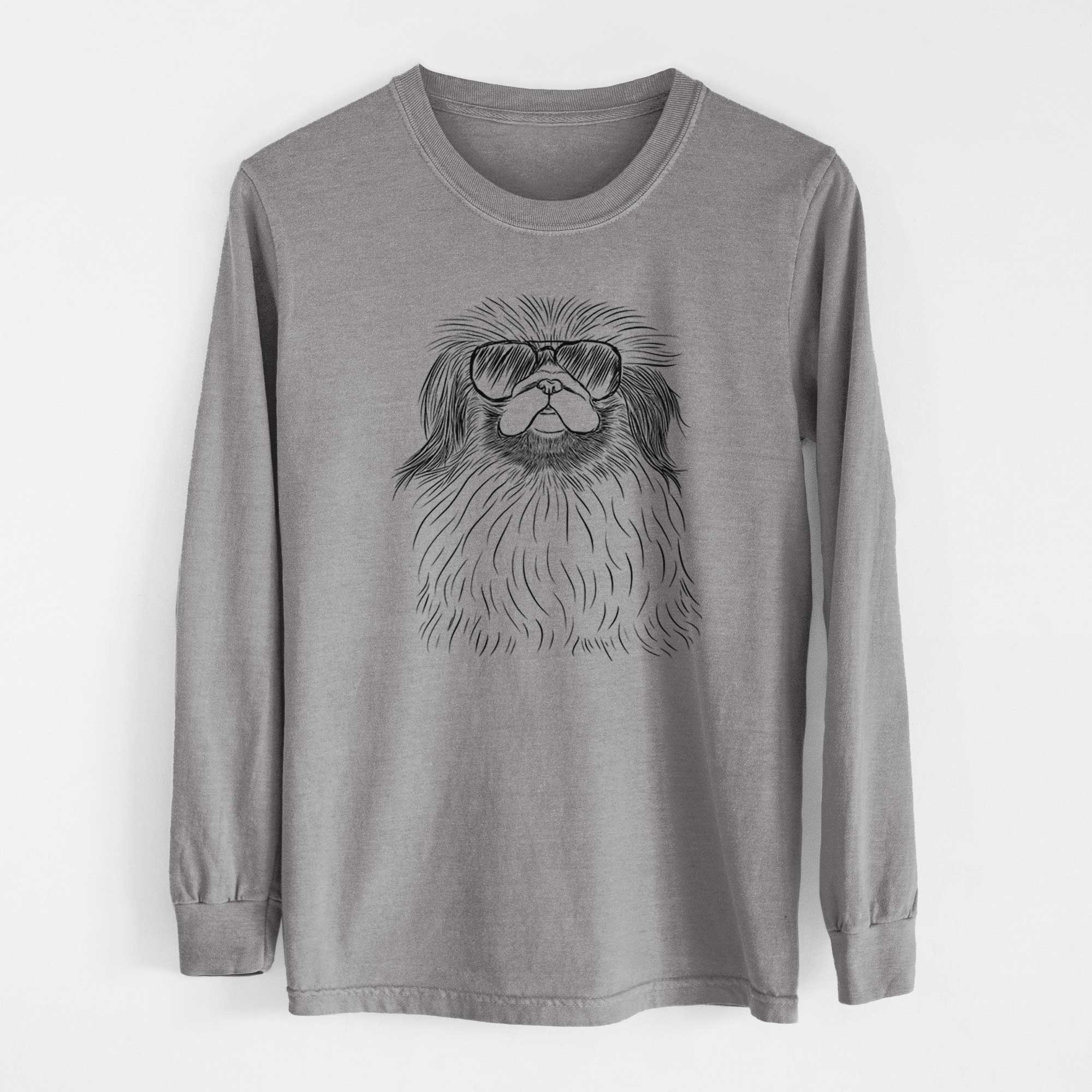 Aviator Mochi the Pekingese - Men's Heavyweight 100% Cotton Long Sleeve - Image 7
