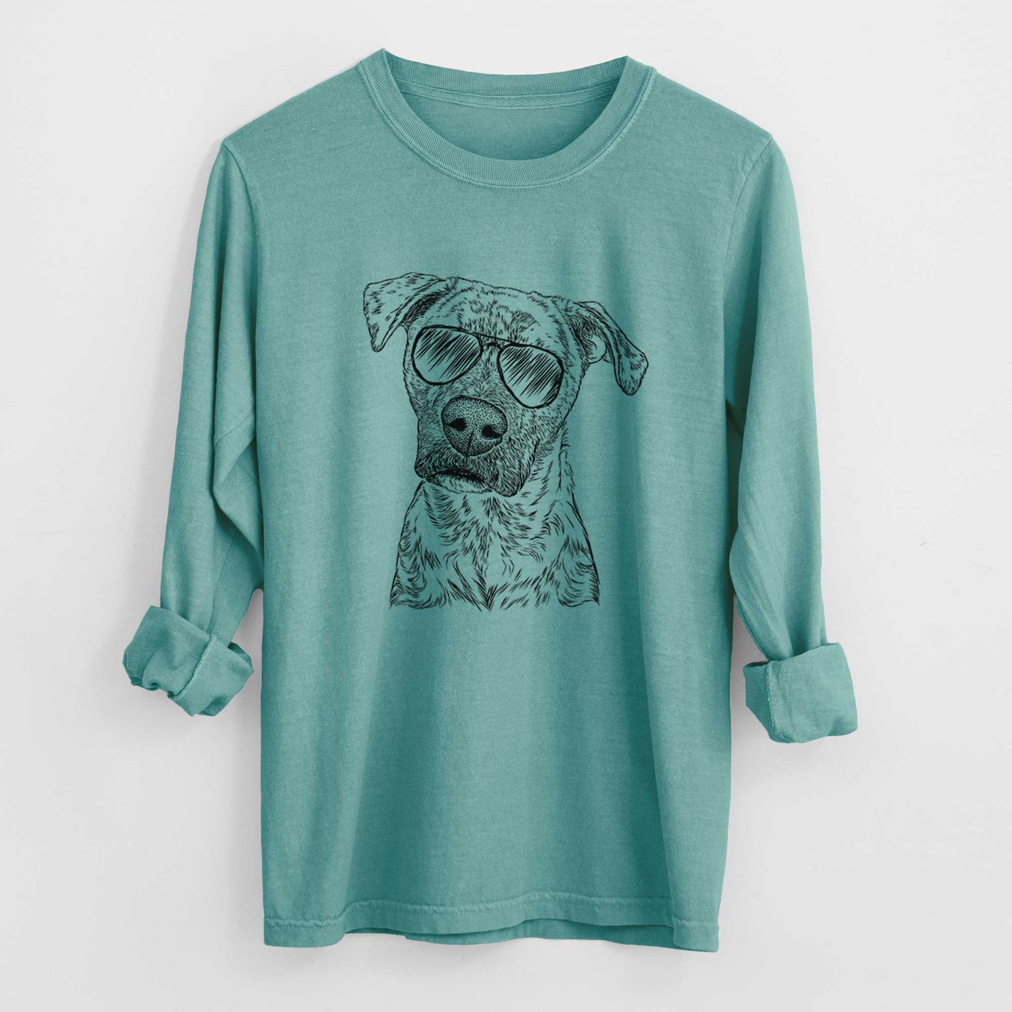 Aviator Monster Baby the Pitbull Mix - Men's Heavyweight 100% Cotton Long Sleeve - Image 9