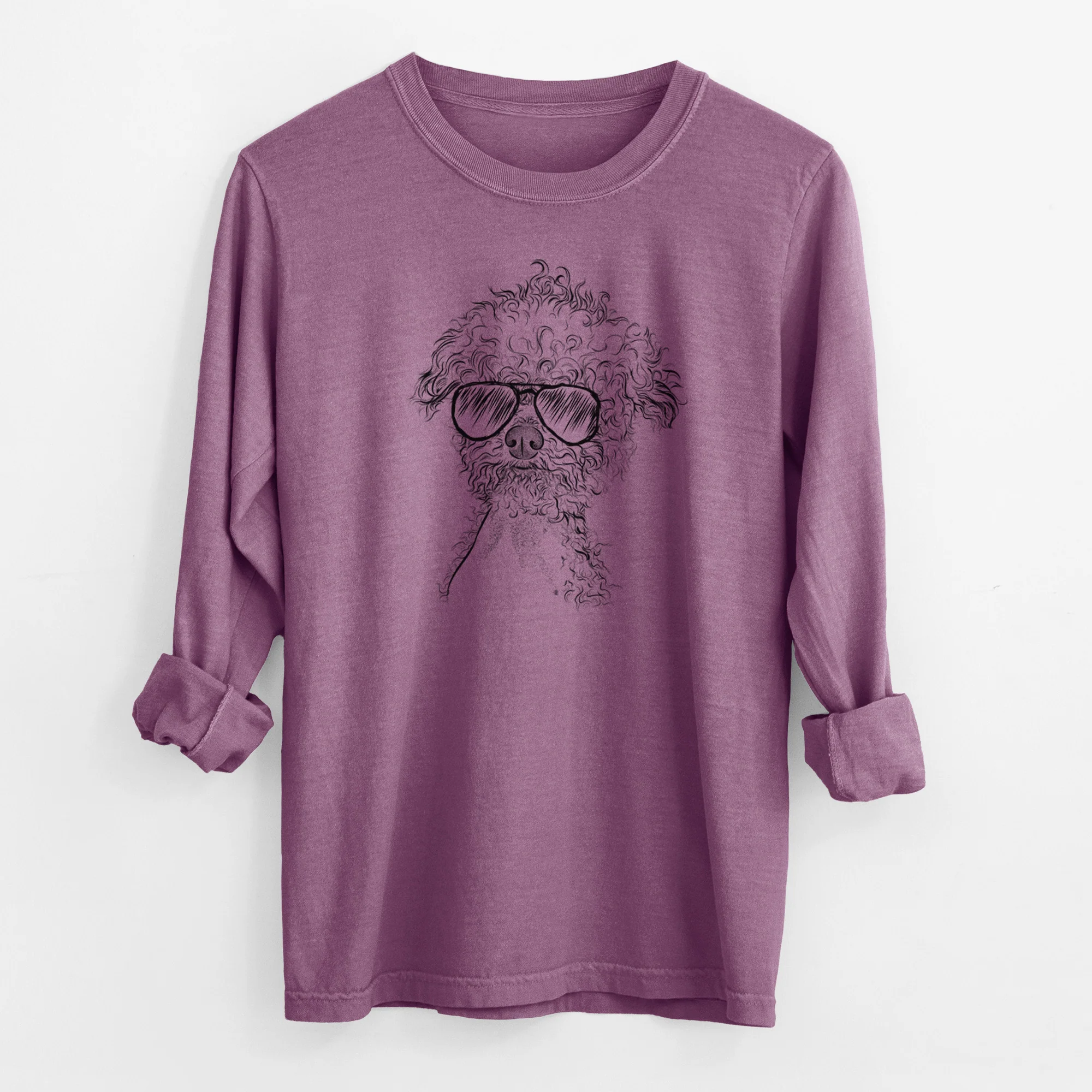 Aviator Muffin the Poodle - Men's Heavyweight 100% Cotton Long Sleeve - Image 10