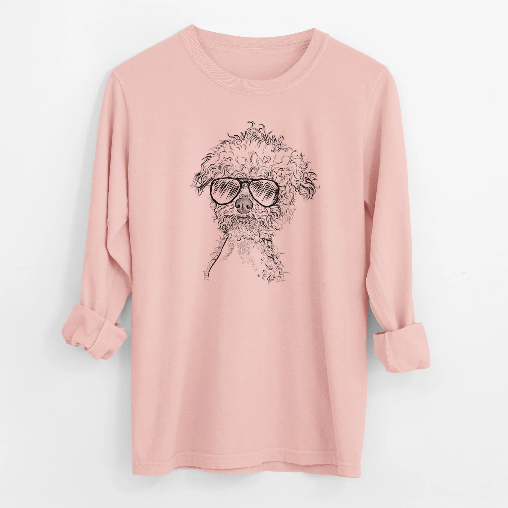Aviator Muffin the Poodle - Men's Heavyweight 100% Cotton Long Sleeve - Image 12