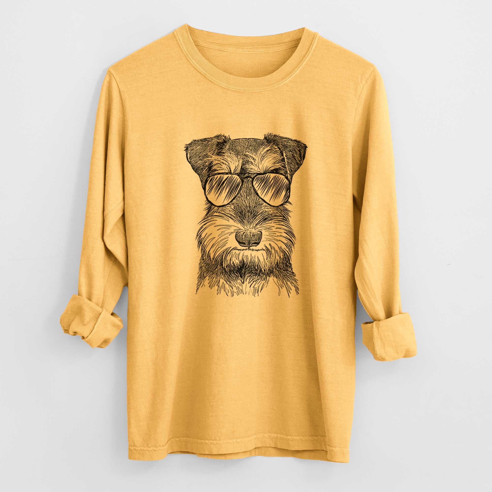 Aviator Murphy the Mini Schnauzer - Men's Heavyweight 100% Cotton Long Sleeve - Image 3