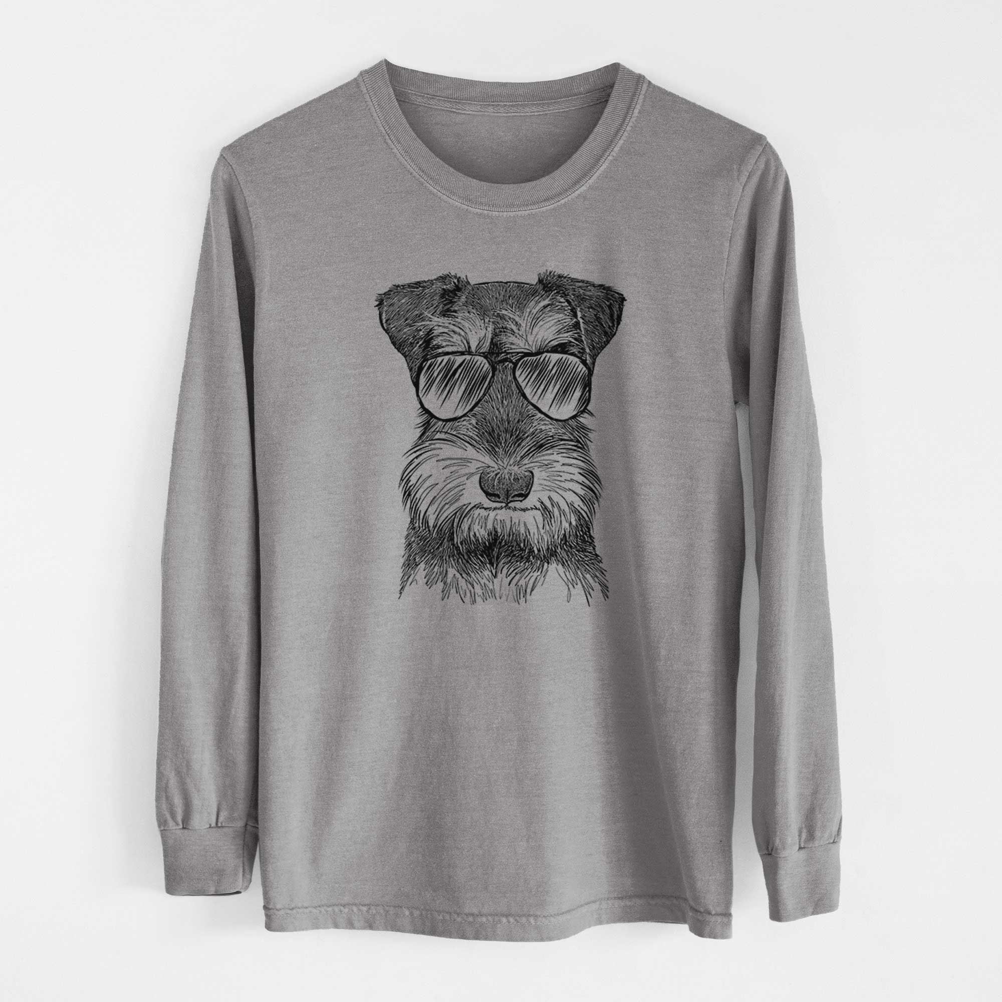 Aviator Murphy the Mini Schnauzer - Men's Heavyweight 100% Cotton Long Sleeve - Image 7