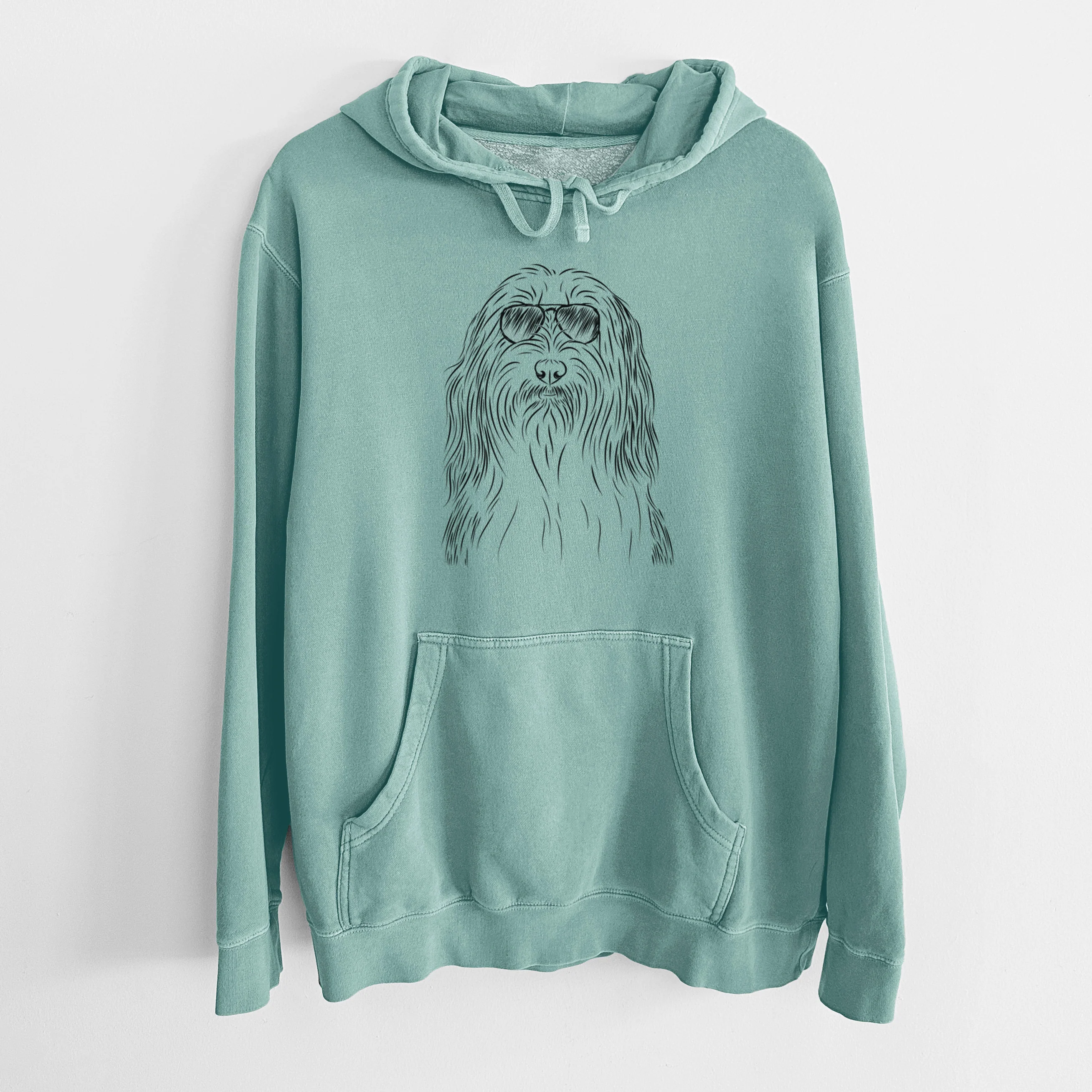 Aviator Murray the Bearded Collie - Unisex Pigment Dyed Hoodie - Image 10