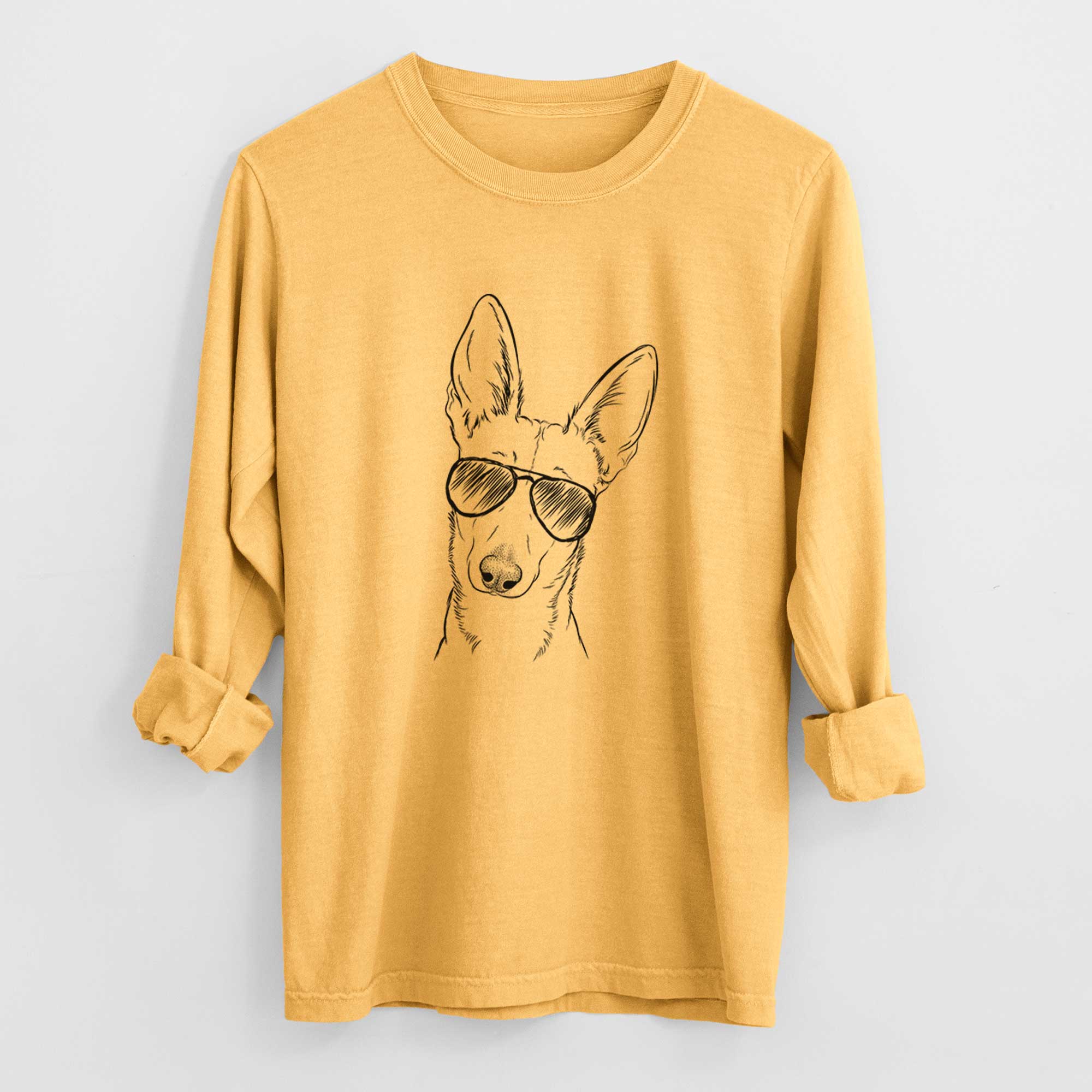 Aviator Nala the Carolina Dog - Men's Heavyweight 100% Cotton Long Sleeve - Image 3