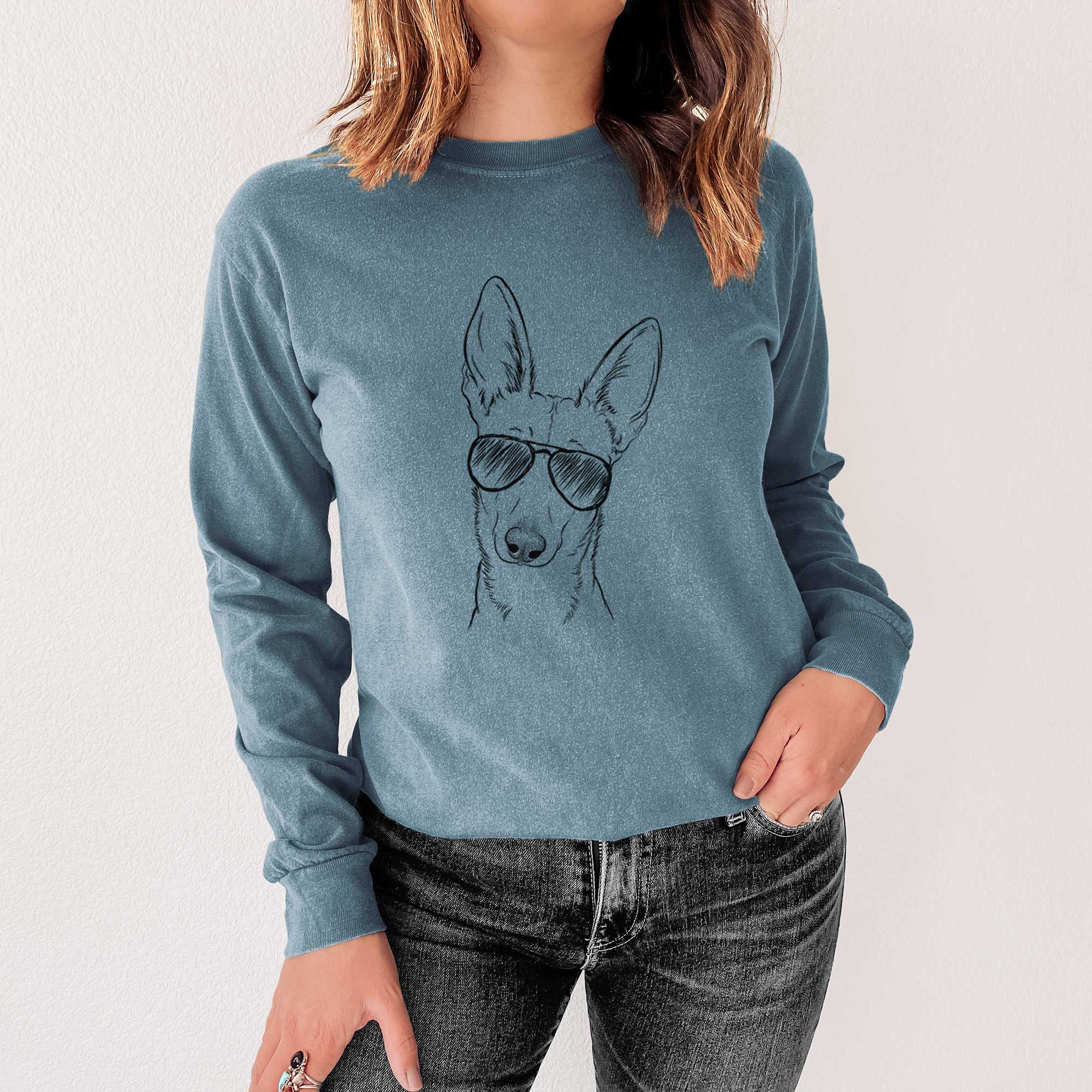 Aviator Nala the Carolina Dog - Men's Heavyweight 100% Cotton Long Sleeve - Image 4
