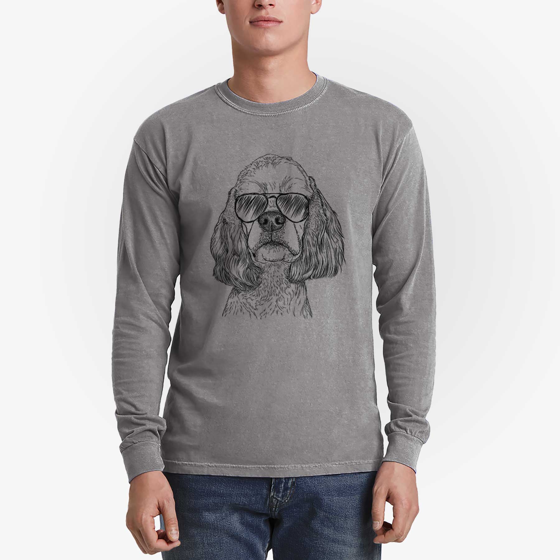 Aviator Oakley the American Cocker Spaniel - Men's Heavyweight 100% Cotton Long Sleeve - Image 5