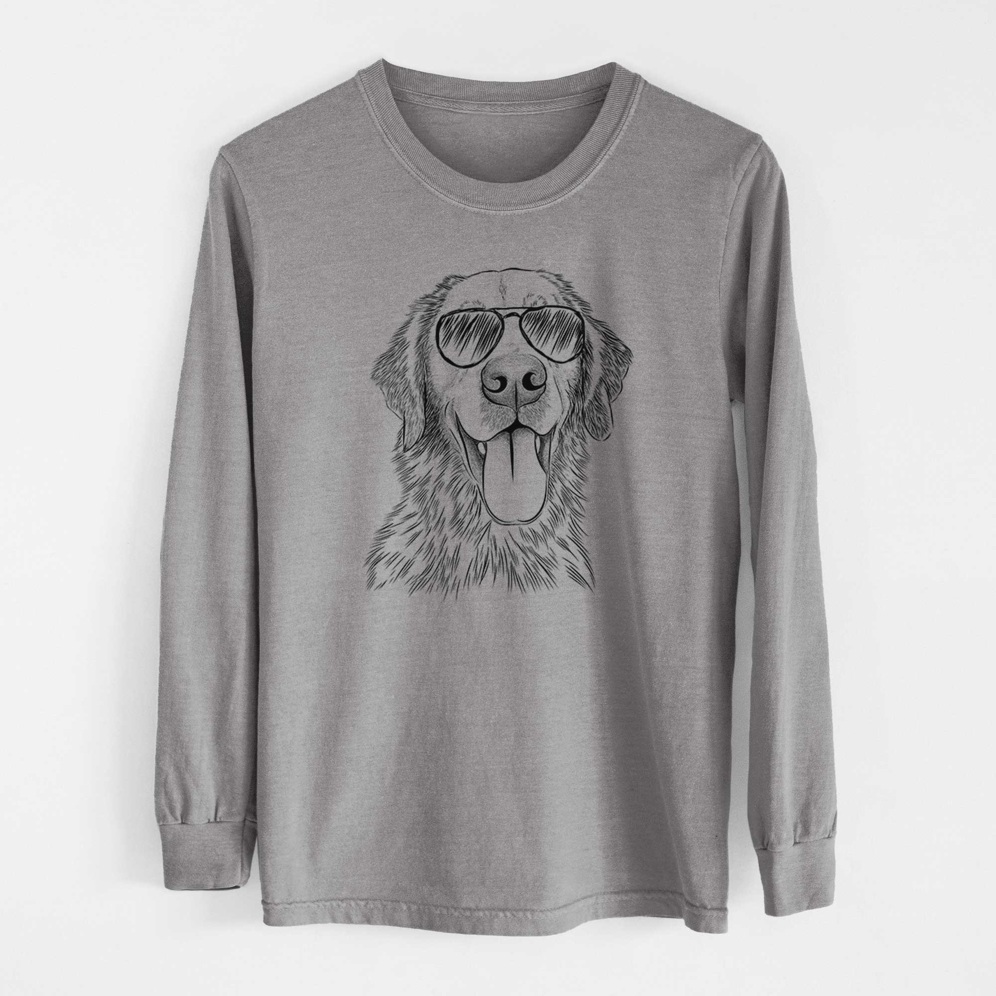 Aviator Oliver Tredup the Golden Retriever - Men's Heavyweight 100% Cotton Long Sleeve - Image 7