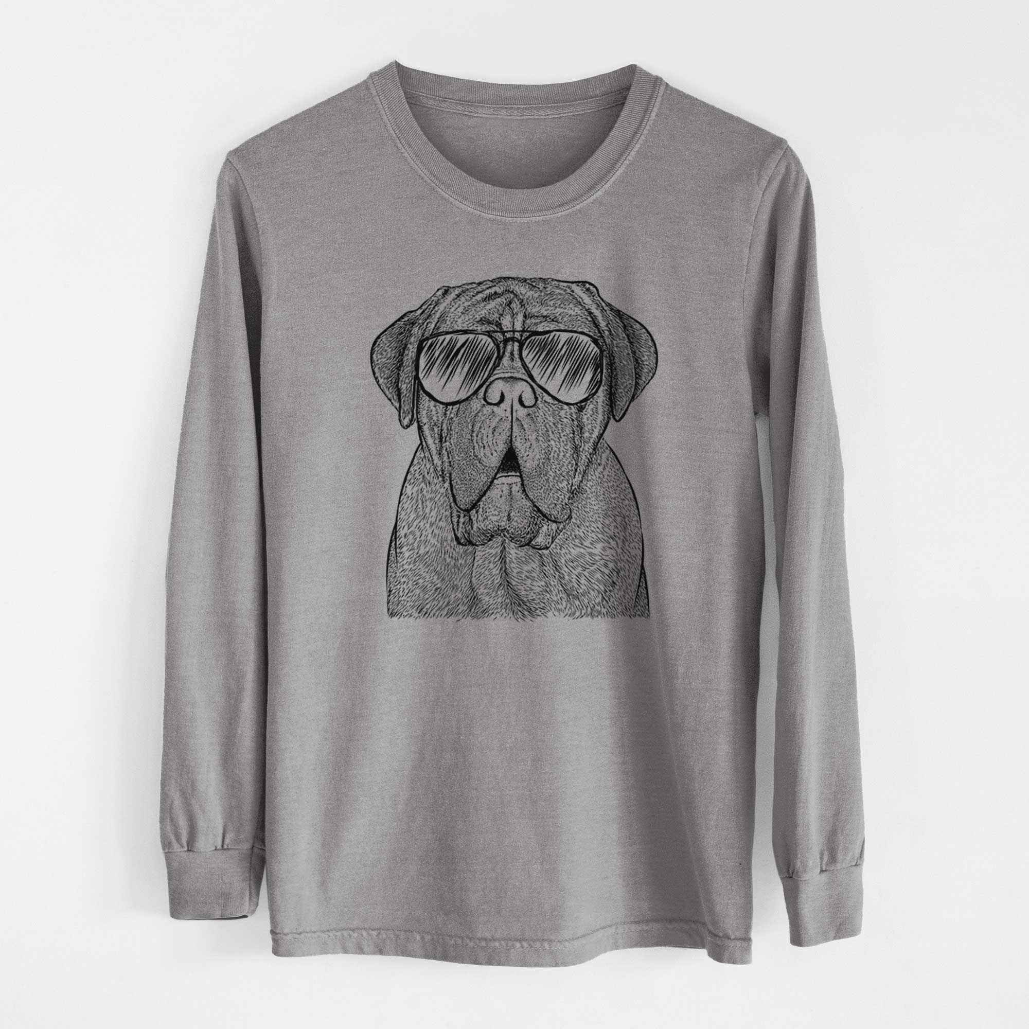Aviator Optimus the Dogue de Bordeaux - Men's Heavyweight 100% Cotton Long Sleeve - Image 7