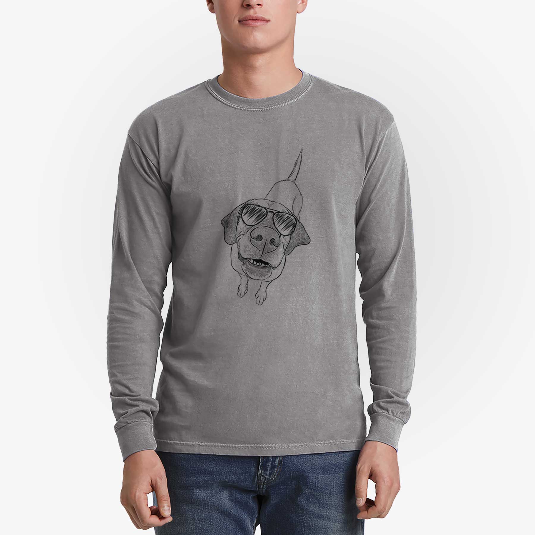 Aviator Oquirrh the Vizsla - Men's Heavyweight 100% Cotton Long Sleeve - Image 5