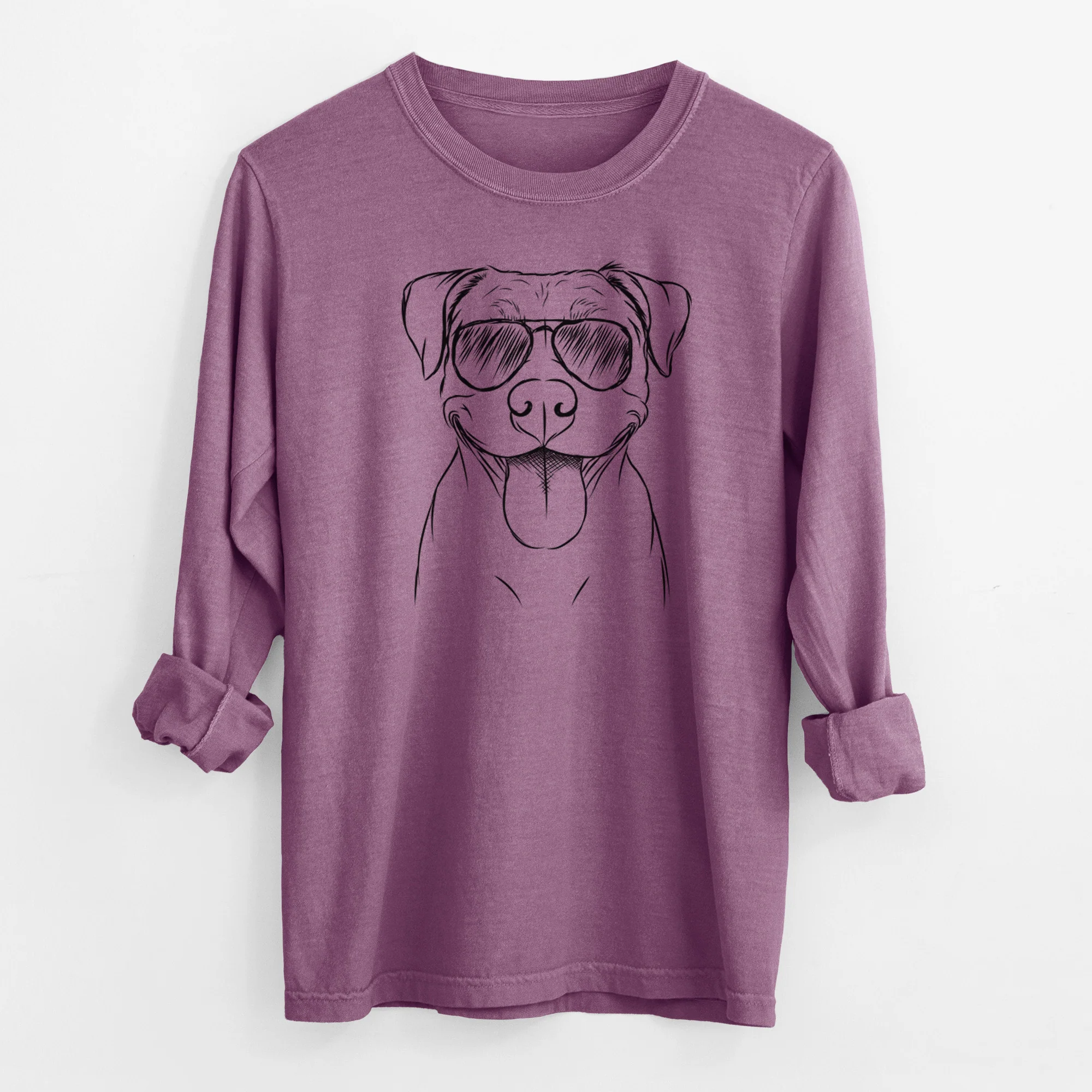 Aviator Parker the Pitbull - Men's Heavyweight 100% Cotton Long Sleeve - Image 10
