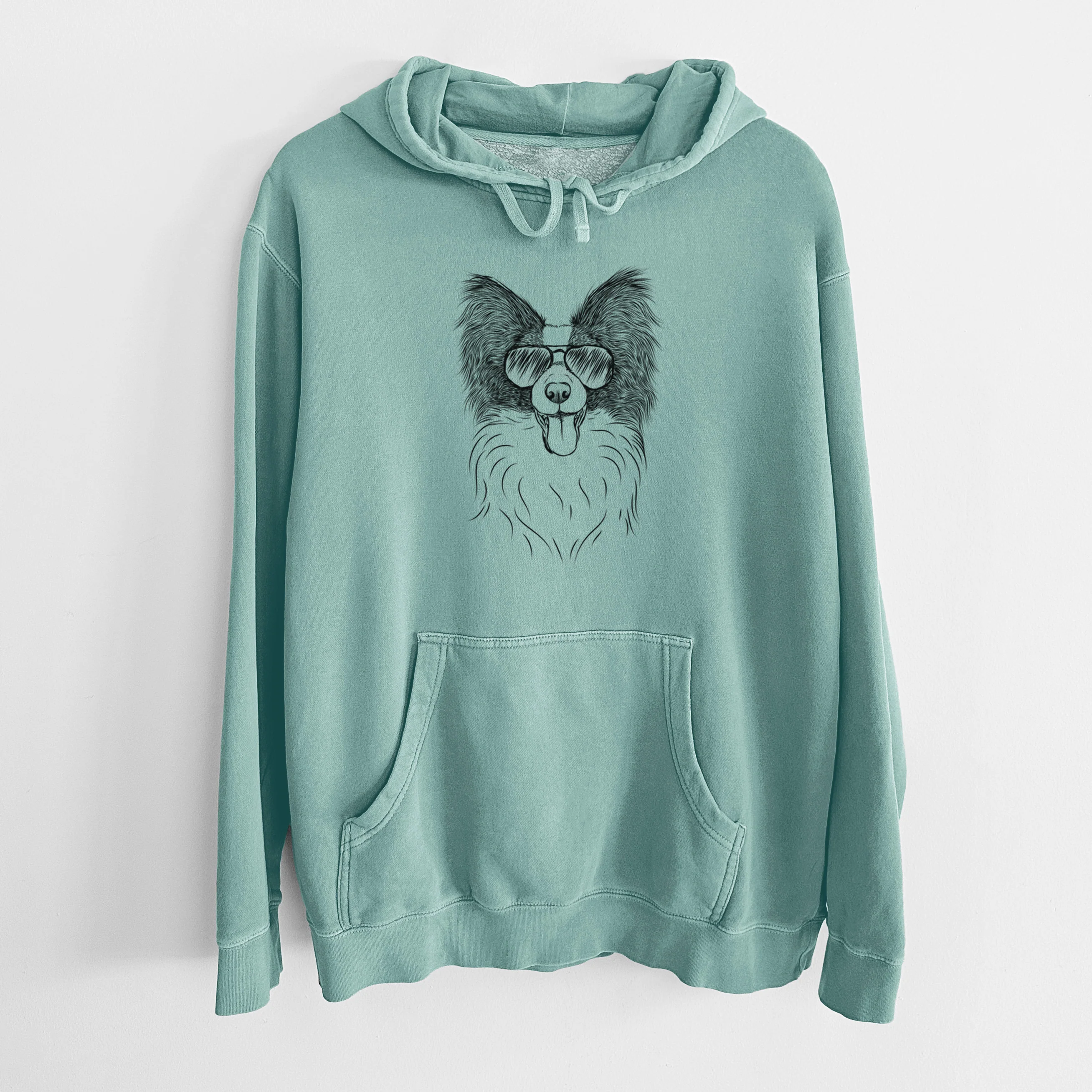 Aviator Patrick the Papillon - Unisex Pigment Dyed Hoodie - Image 10
