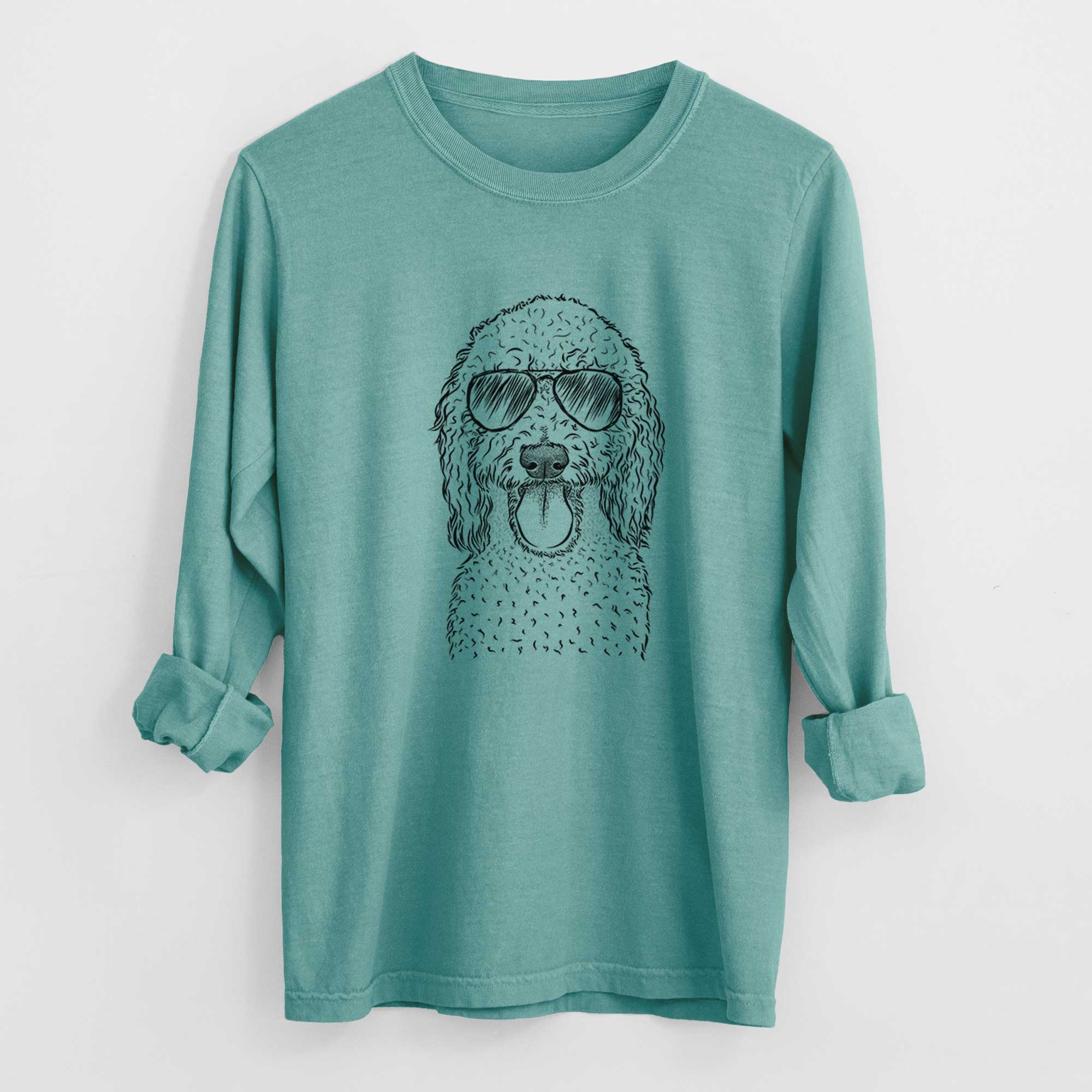 Aviator Pavlov the Goldendoodle - Men's Heavyweight 100% Cotton Long Sleeve - Image 9