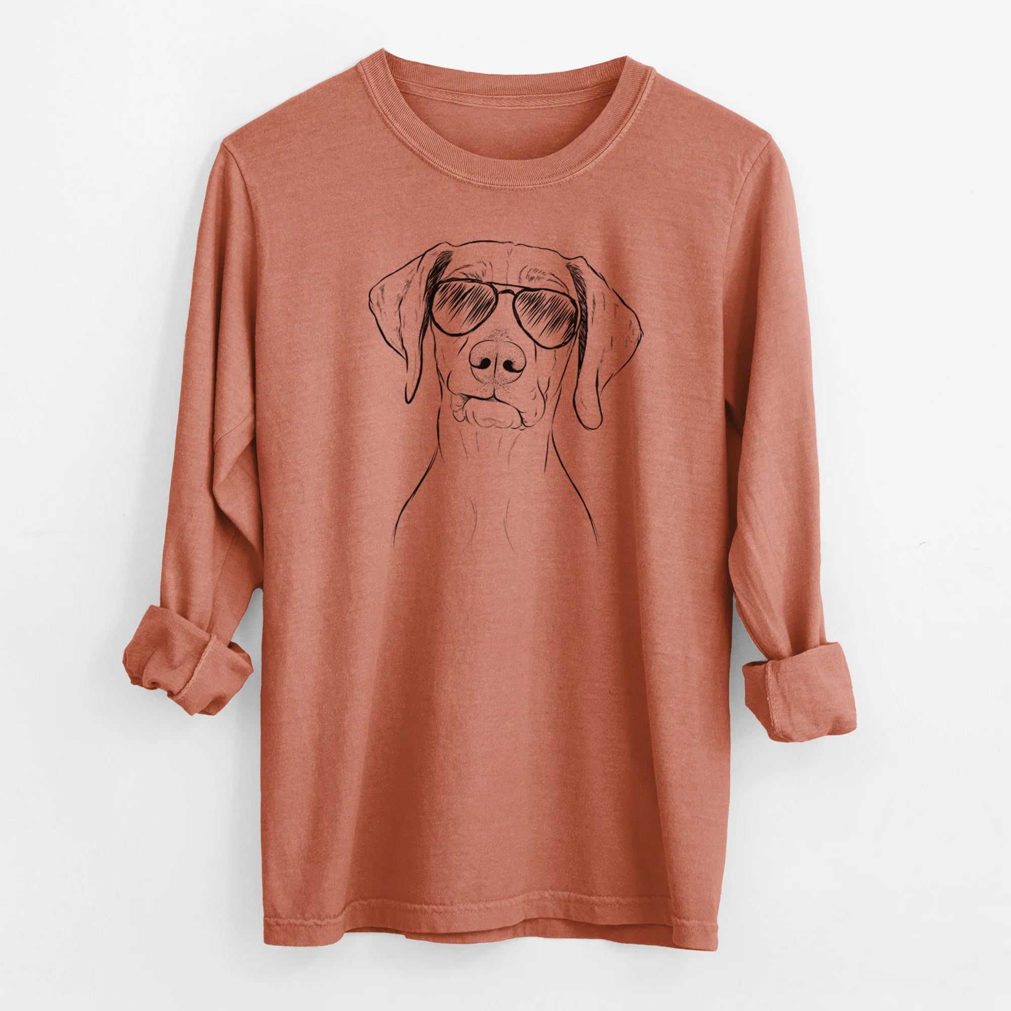 Aviator Pawley the Vizsla - Men's Heavyweight 100% Cotton Long Sleeve - Image 14