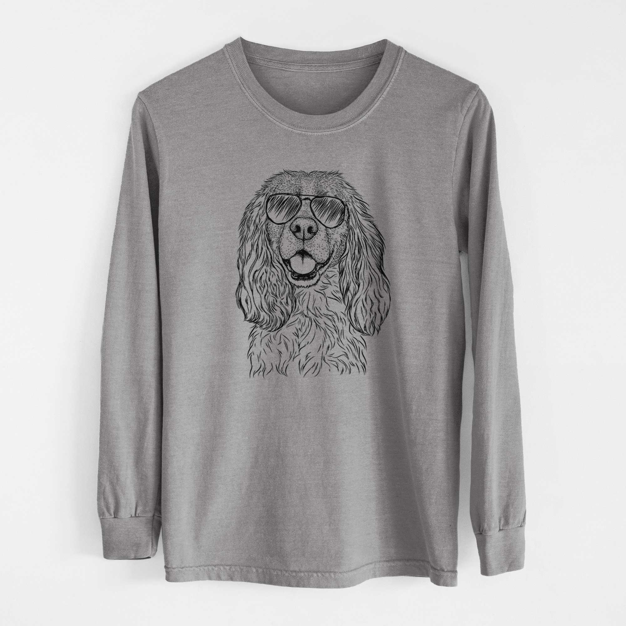 Aviator Perry the Cockalier - Men's Heavyweight 100% Cotton Long Sleeve - Image 7